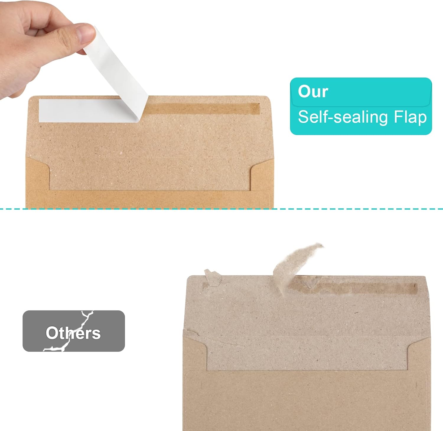 50 Pack Brown Kraft Envelopes, 5x7 Envelopes for Invitations, A7 Invitation Personalize Gift Cards, Wedding, Baby Shower, Birthday Party - (5.25x7.25in) - Image 3