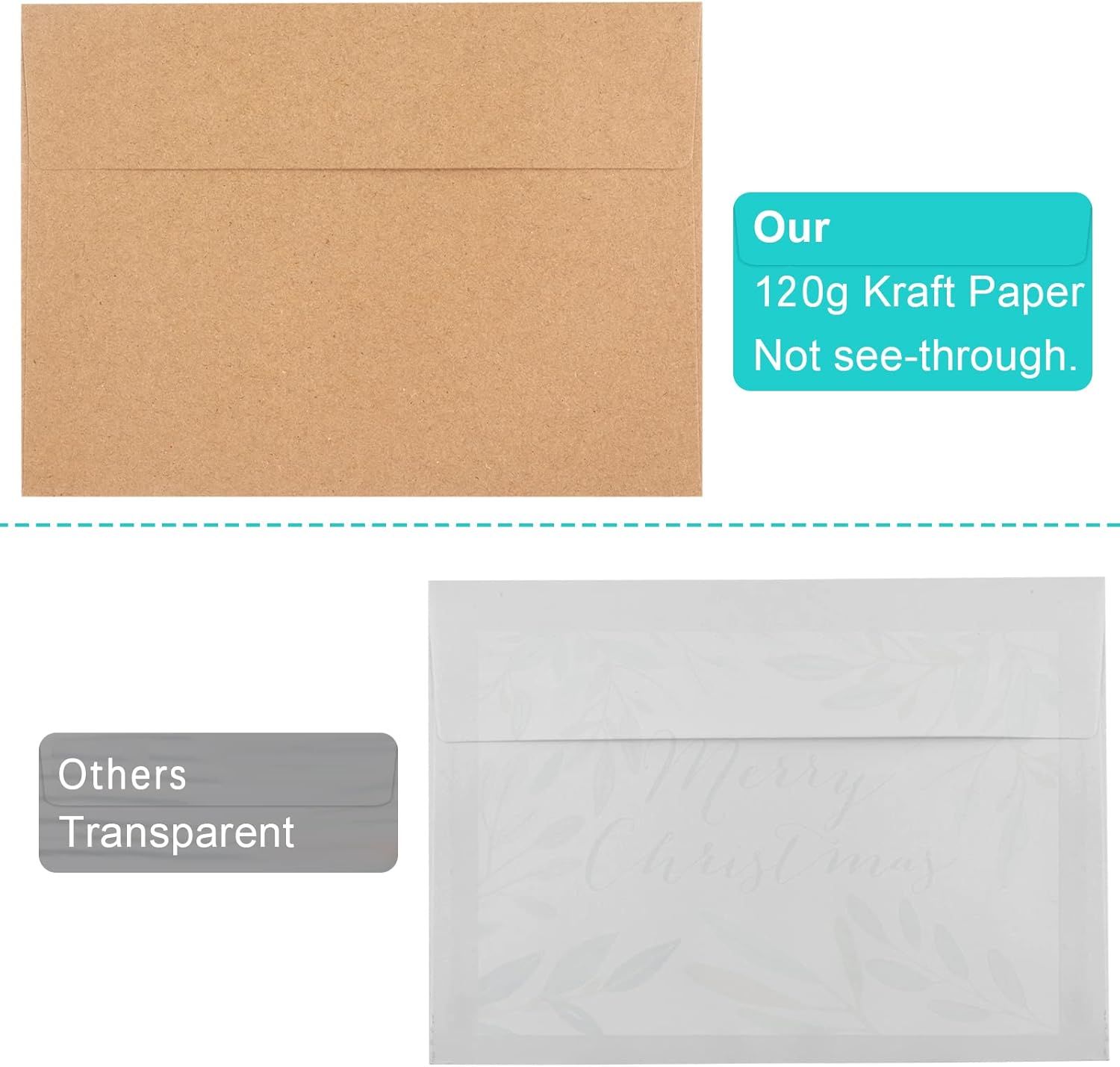 50 Pack Brown Kraft Envelopes, 5x7 Envelopes for Invitations, A7 Invitation Personalize Gift Cards, Wedding, Baby Shower, Birthday Party - (5.25x7.25in) - Image 4