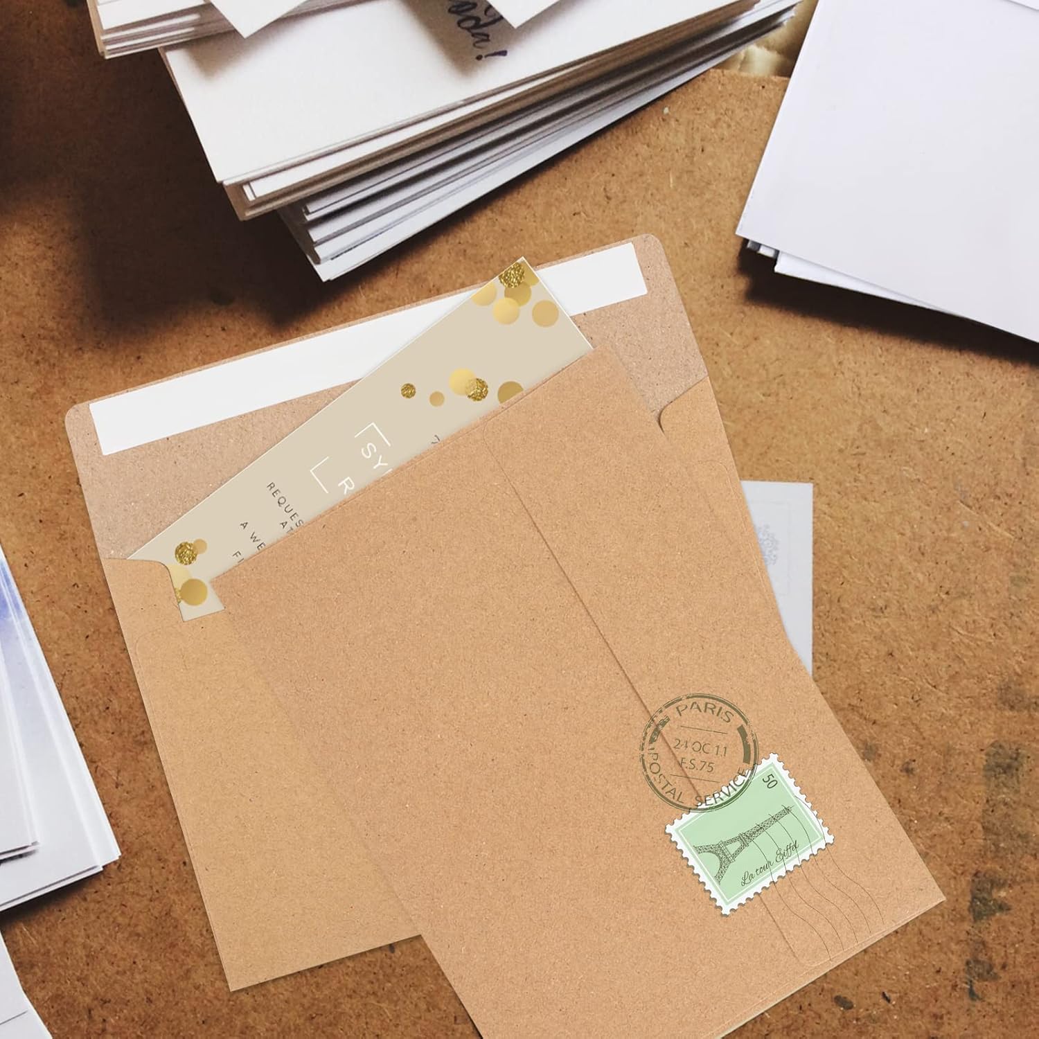 50 Pack Brown Kraft Envelopes, 5x7 Envelopes for Invitations, A7 Invitation Personalize Gift Cards, Wedding, Baby Shower, Birthday Party - (5.25x7.25in) - Image 7