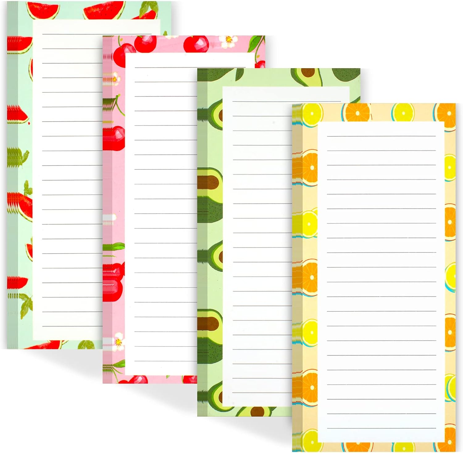 4 Pack Magnetic Notepads for Refrigerator, Grocery List Magnet Pad Fridge, Fruit Design Full Back Shopping Lists, 50 Sheets Per Note Pads - - Image 1