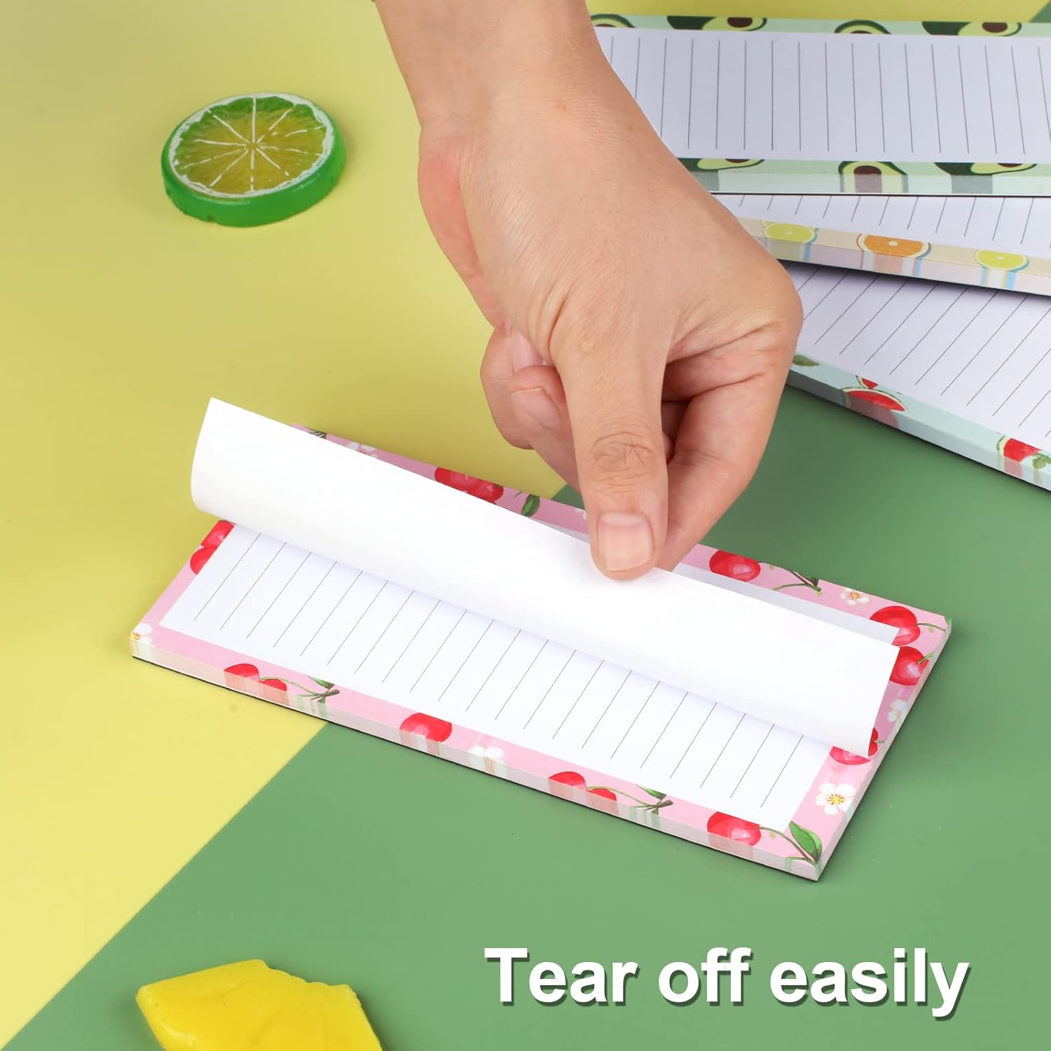 4 Pack Magnetic Notepads for Refrigerator, Grocery List Magnet Pad Fridge, Fruit Design Full Back Shopping Lists, 50 Sheets Per Note Pads - - Image 4