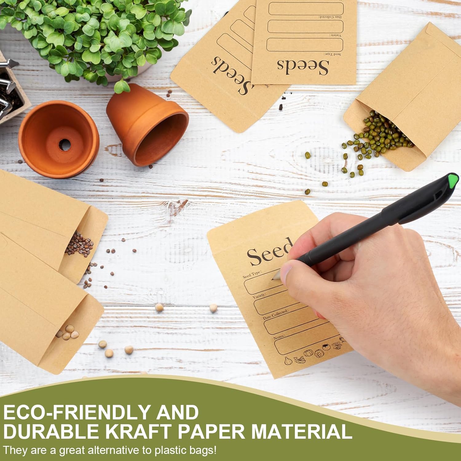 156 PCS Seed Envelopes 3.15”x 4.72”, Packets Kraft Seeds Saving Envelope, Self Sealing Storage Mini Envelope for Flower Vegetable - - Image 5