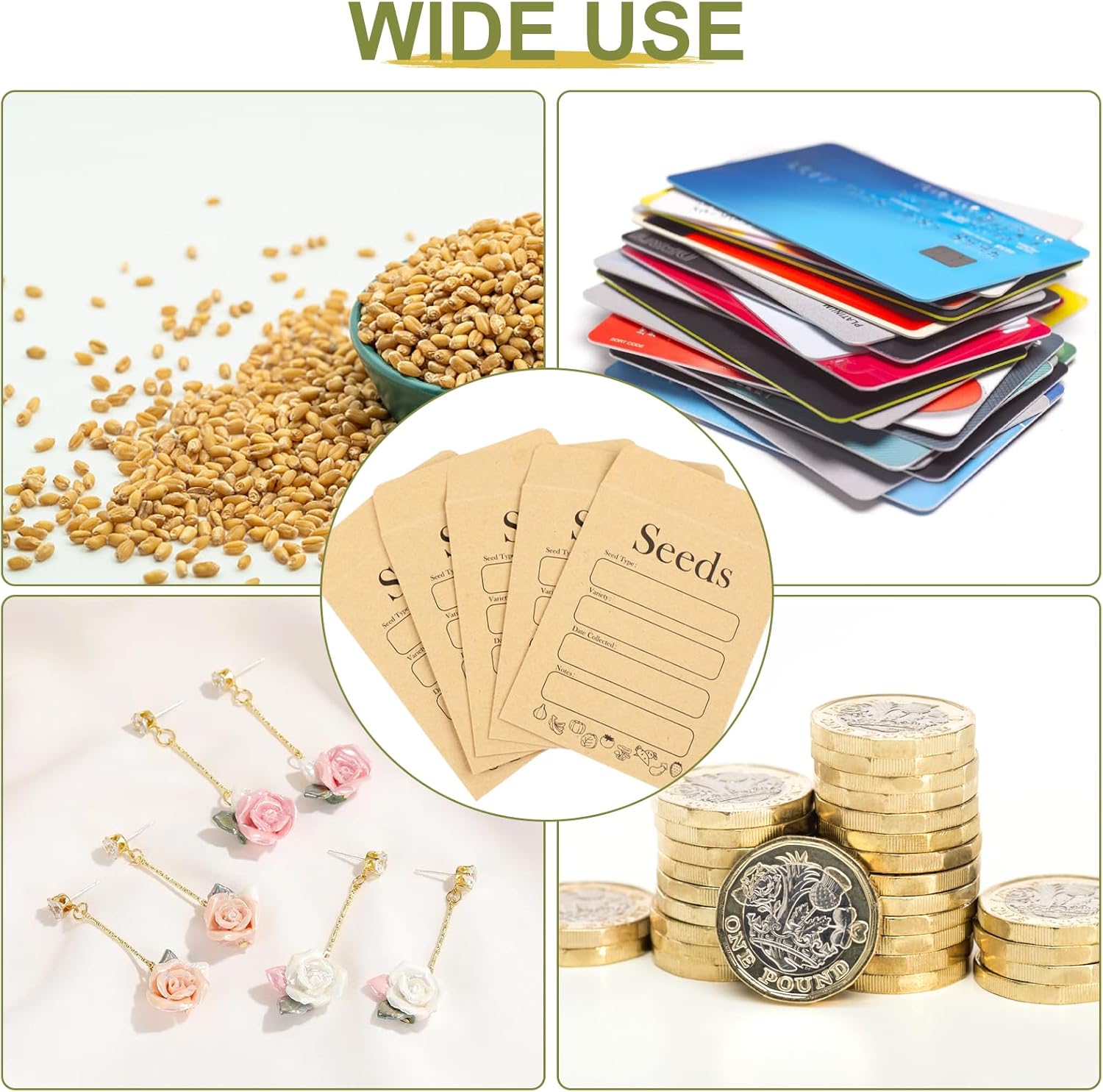 156 PCS Seed Envelopes 3.15”x 4.72”, Packets Kraft Seeds Saving Envelope, Self Sealing Storage Mini Envelope for Flower Vegetable - - Image 7
