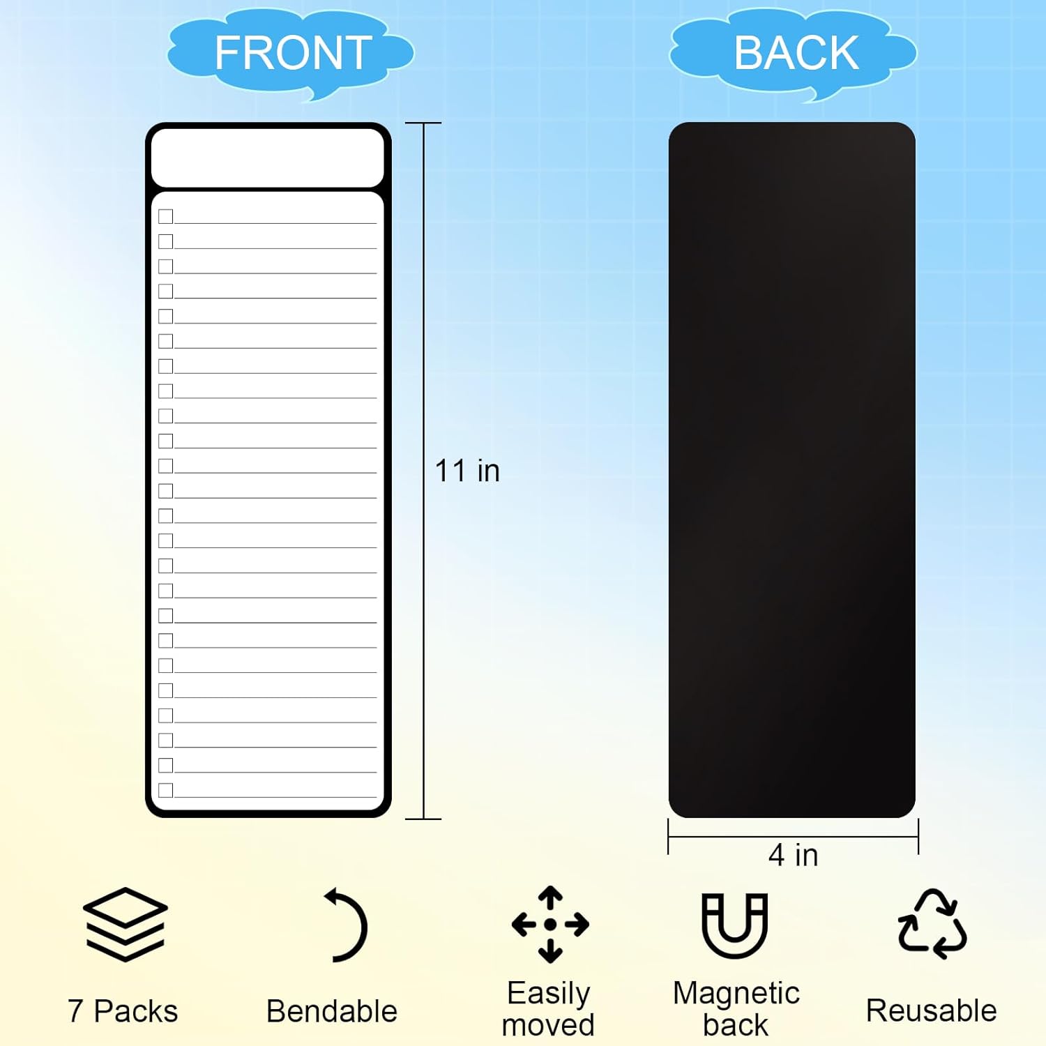 7-Piece Magnetic Dry Erase to-Do List White Board, 4'x11', Multifunctional Weekly Planner, Chore Chart, Planner for Refrigerator - - Image 2