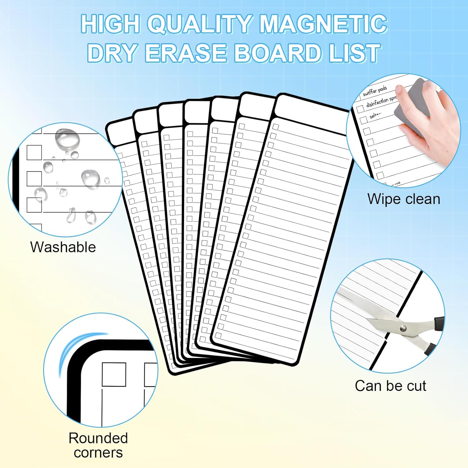 7-Piece Magnetic Dry Erase to-Do List White Board, 4'x11', Multifunctional Weekly Planner, Chore Chart, Planner for Refrigerator - - Image 4