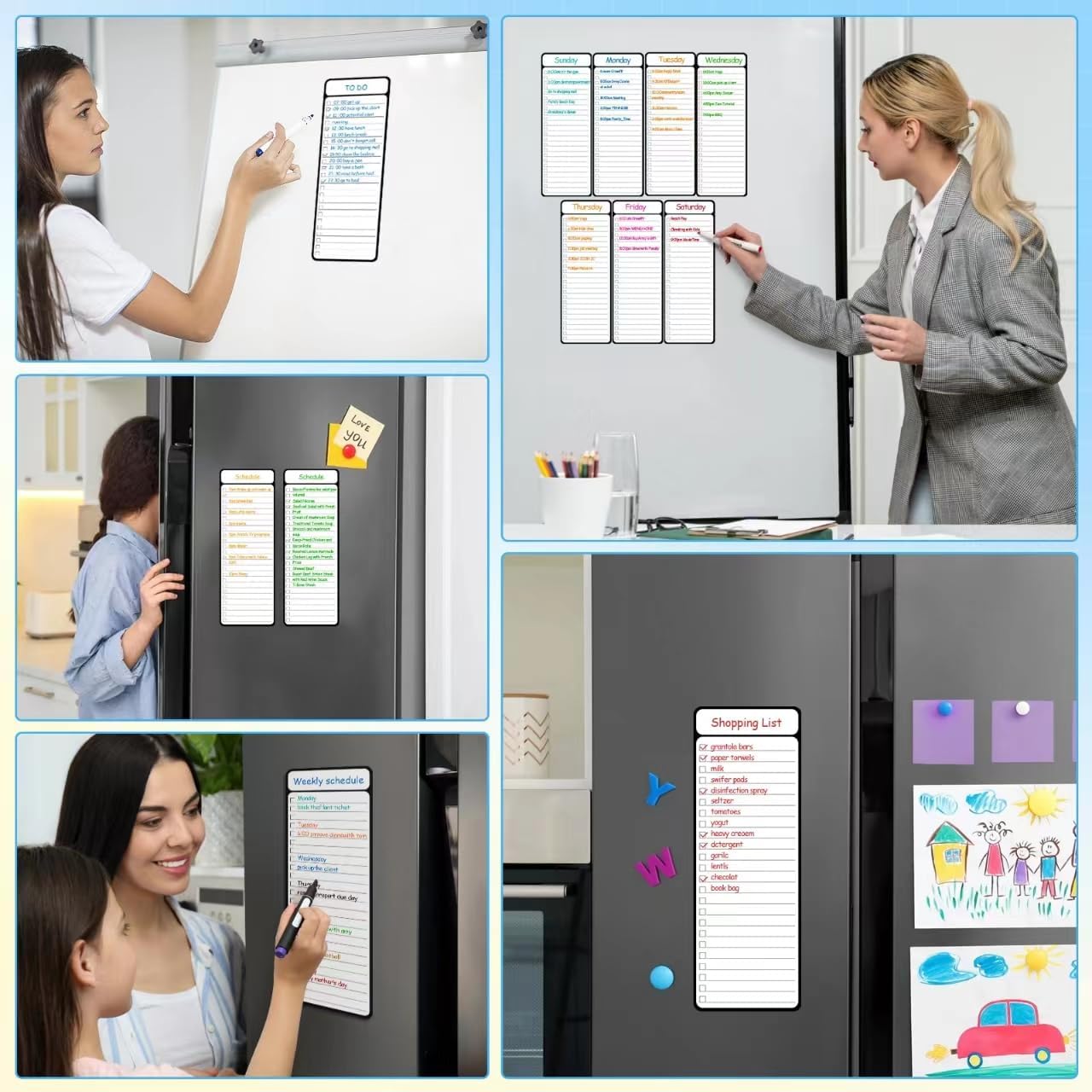 7-Piece Magnetic Dry Erase to-Do List White Board, 4'x11', Multifunctional Weekly Planner, Chore Chart, Planner for Refrigerator - - Image 7