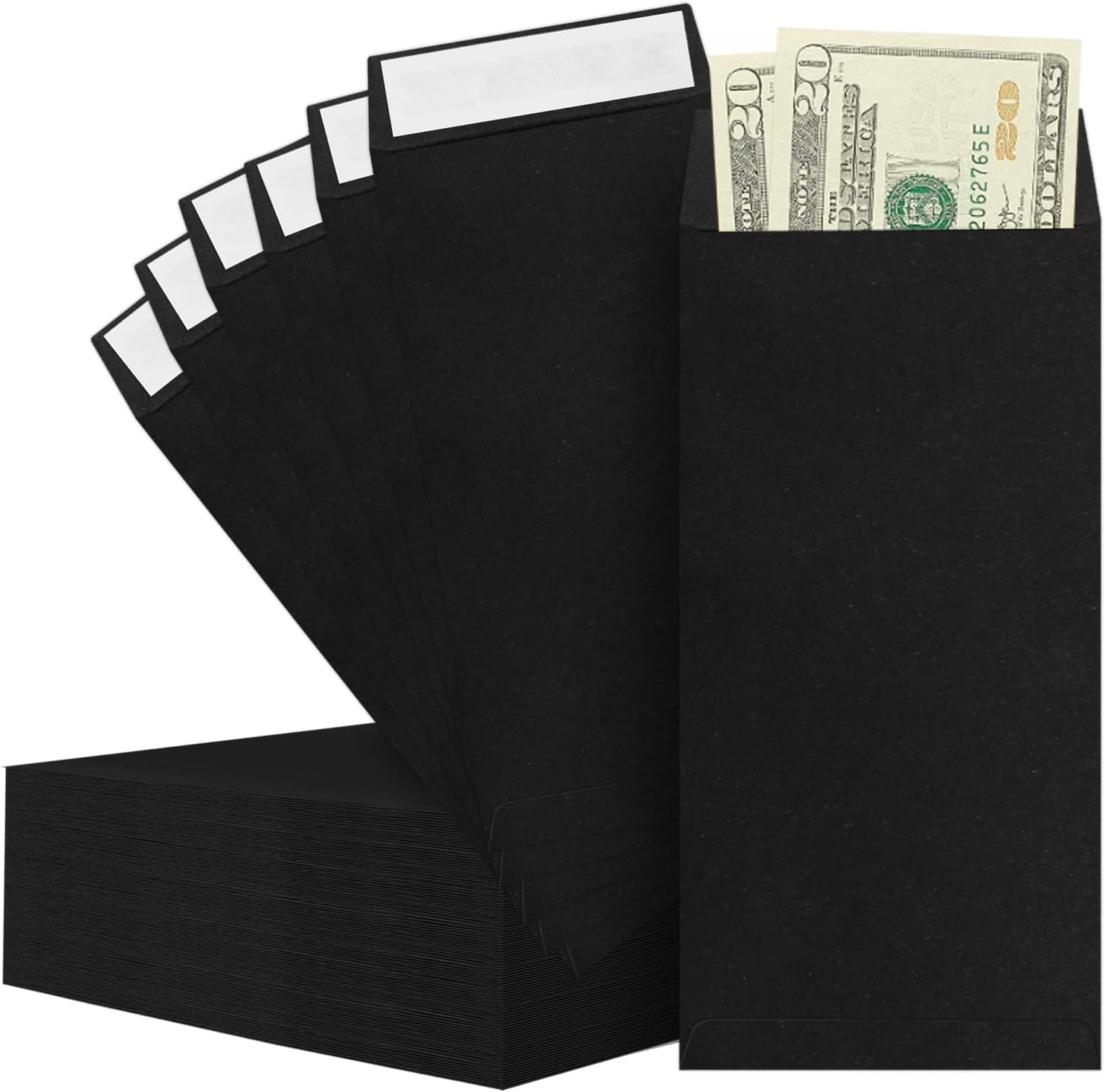 BONUS++ Envelope Set - 120 Envelopes for Cash, Checks, & Tickets; 80GSM, 3.2x6.6 inch Black Perfect Cash Challenge Savers 3.2x6.6in (Pack of 1) - Image 1