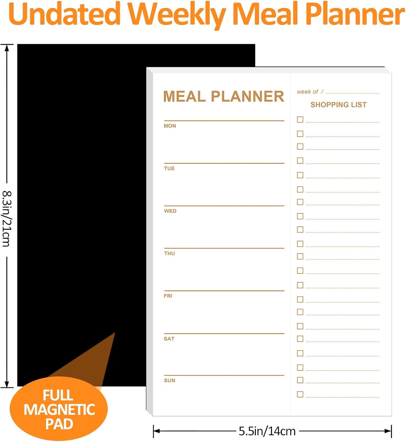 Weekly Meal Planner Magnetic, 2 Pack Undated Tear-off Sheets Planning Notepad, Magnetic for Refrigerator, Grocery List - - Image 2