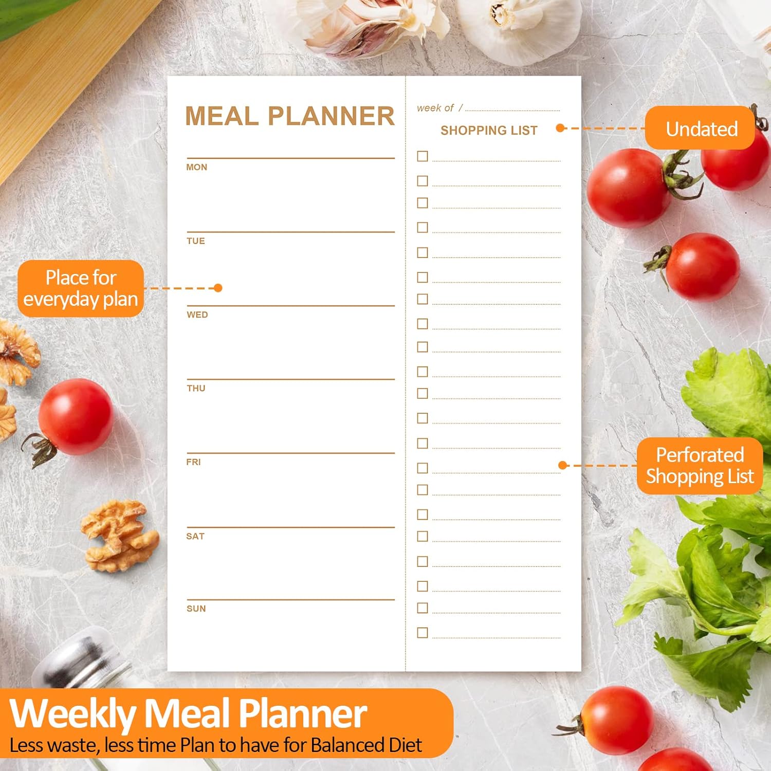 Weekly Meal Planner Magnetic, 2 Pack Undated Tear-off Sheets Planning Notepad, Magnetic for Refrigerator, Grocery List - - Image 4