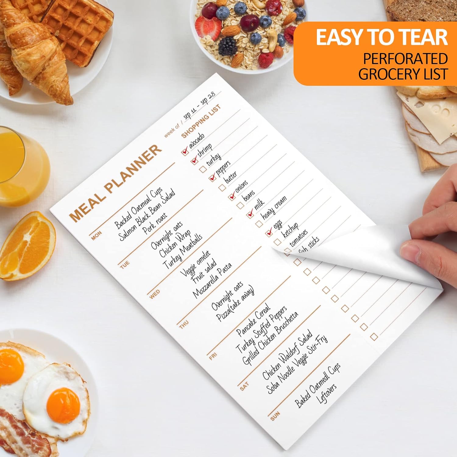 Weekly Meal Planner Magnetic, 2 Pack Undated Tear-off Sheets Planning Notepad, Magnetic for Refrigerator, Grocery List - - Image 5