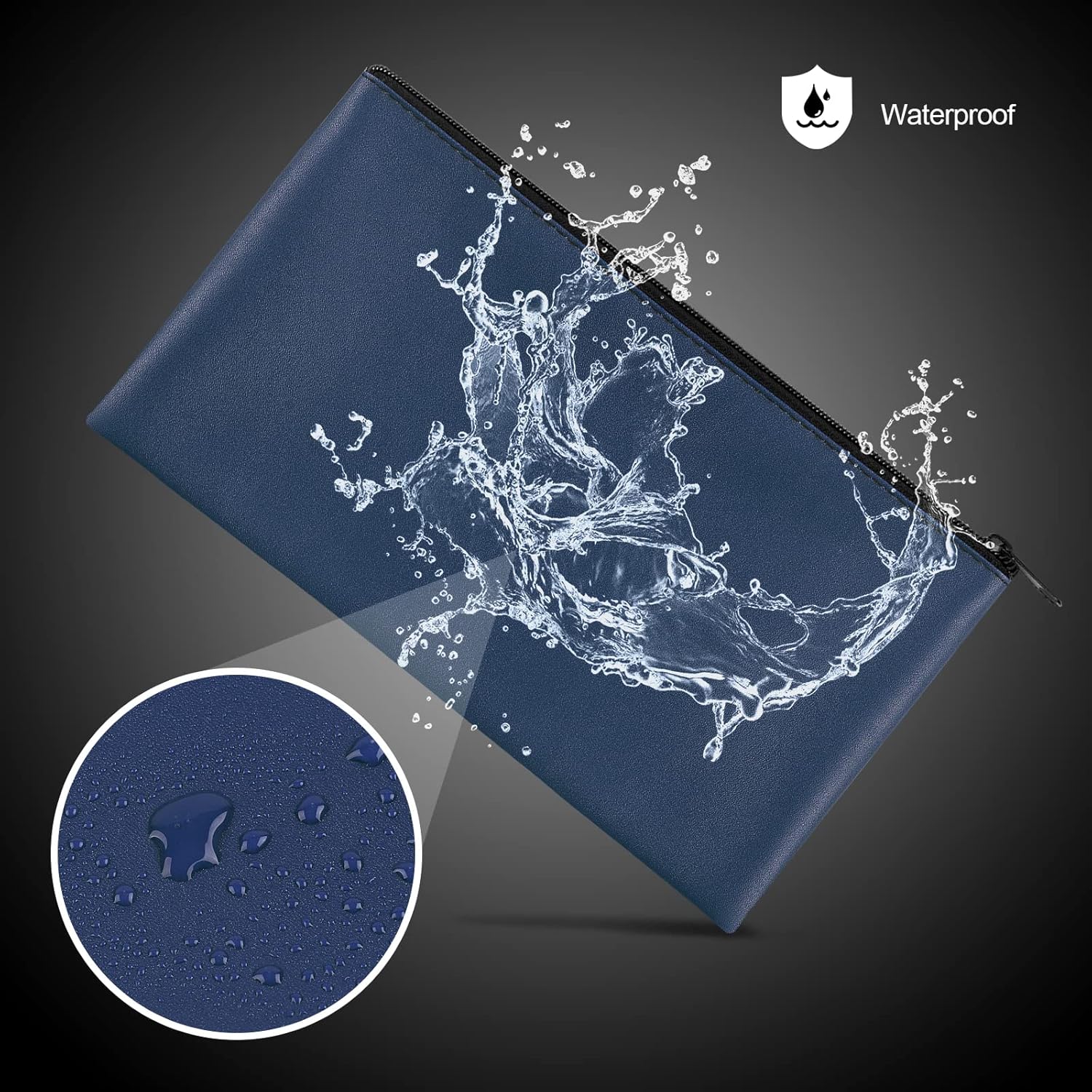 4 Pieces Money Bags With Zipper, 11x6.1 inch Pouch, Bank Bag, Cash Check Wallet, Cosmetics(navy) - Large - Image 3