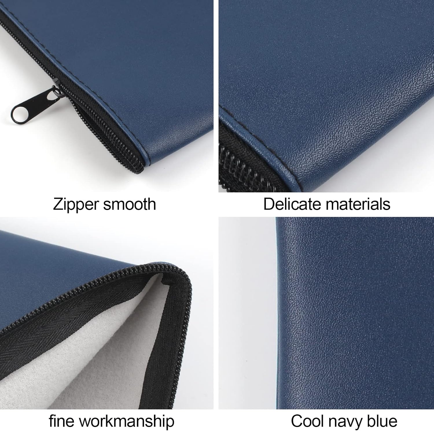 4 Pieces Money Bags With Zipper, 11x6.1 inch Pouch, Bank Bag, Cash Check Wallet, Cosmetics(navy) - Large - Image 4