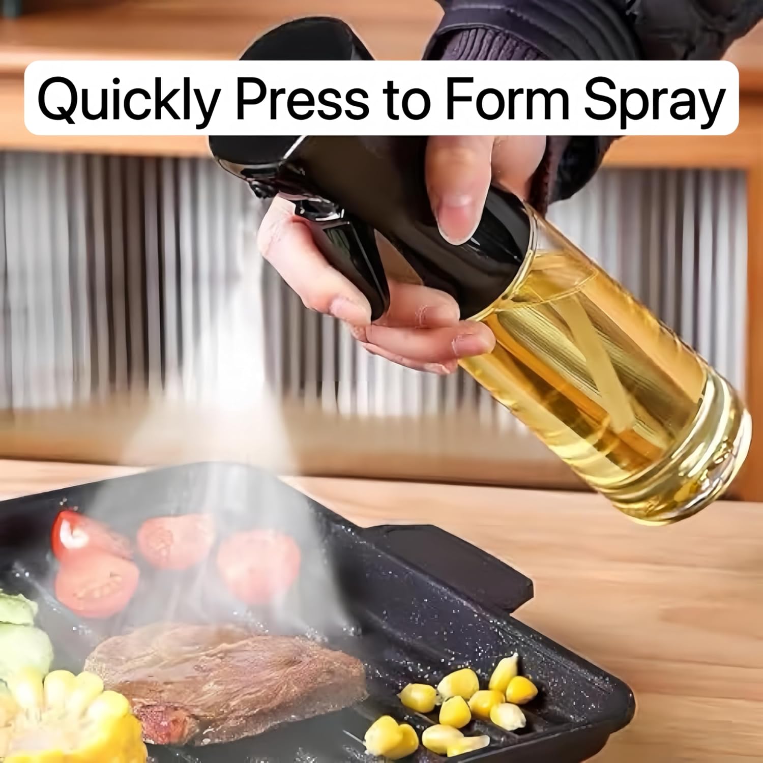 Oil Sprayer for Cooking- 200ml Glass Olive Mister, Spray Bottle, Kitchen Gadgets Accessories Air Fryer, Canola Spritzer, Widely Used Salad Making, Baking, Frying,BBQ Black - - Image 3