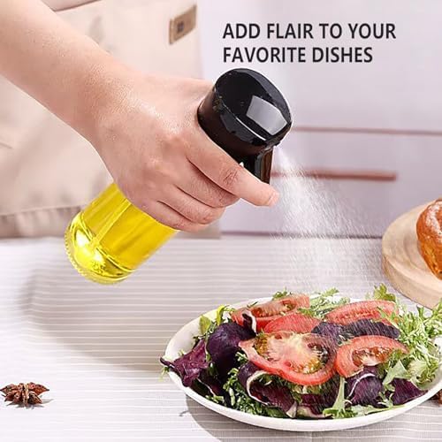 Oil Sprayer for Cooking- 200ml Glass Olive Mister, Spray Bottle, Kitchen Gadgets Accessories Air Fryer, Canola Spritzer, Widely Used Salad Making, Baking, Frying,BBQ Black - - Image 4