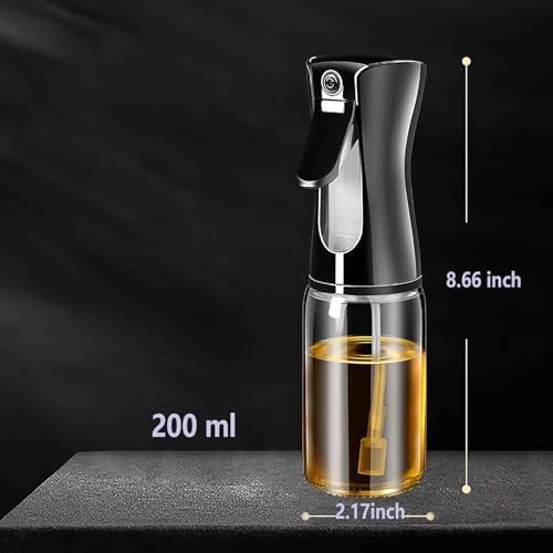 Oil Sprayer for Cooking- 200ml Glass Olive Mister, Spray Bottle, Kitchen Gadgets Accessories Air Fryer, Canola Spritzer, Widely Used Salad Making, Baking, Frying,BBQ Black - - Image 6