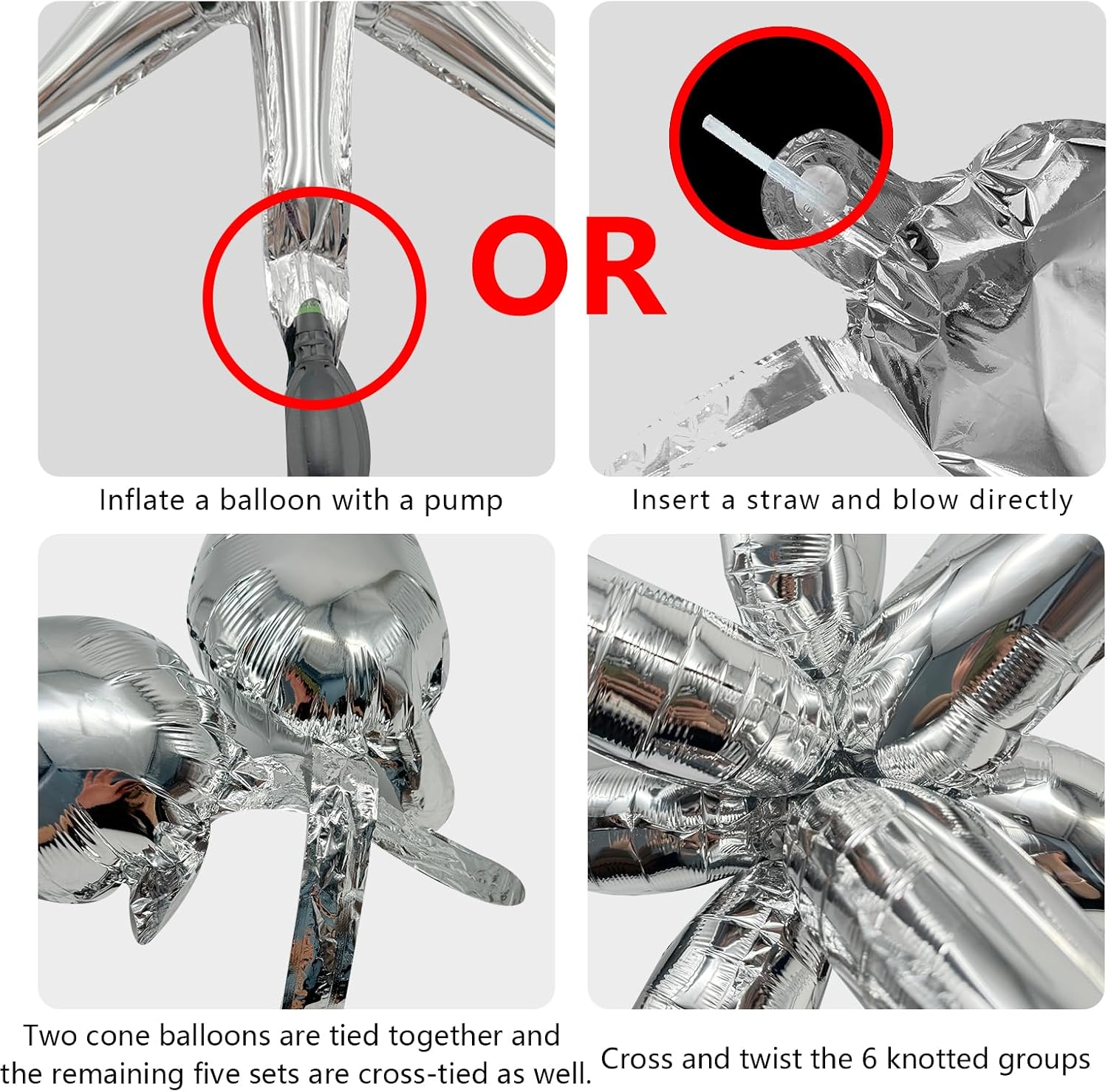 60Pcs Silver Star Balloons Birthday Decorations Explosion Mylar 12 Spike Balloon Large Foil Prom for Wedding Anniversary Christmas New Year Eve Party Backdrops Supplies - - Image 6