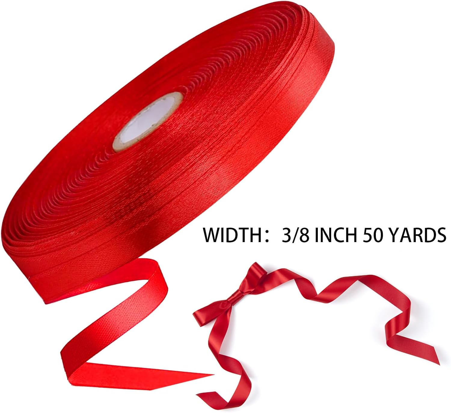 Christmas Ribbons for Crafts Satin Ribbon Gift Wrapping Crafts, Gift, Hair Bows, Wedding Party Decoration, Bow Making Red 3/8-50Yard - Image 6