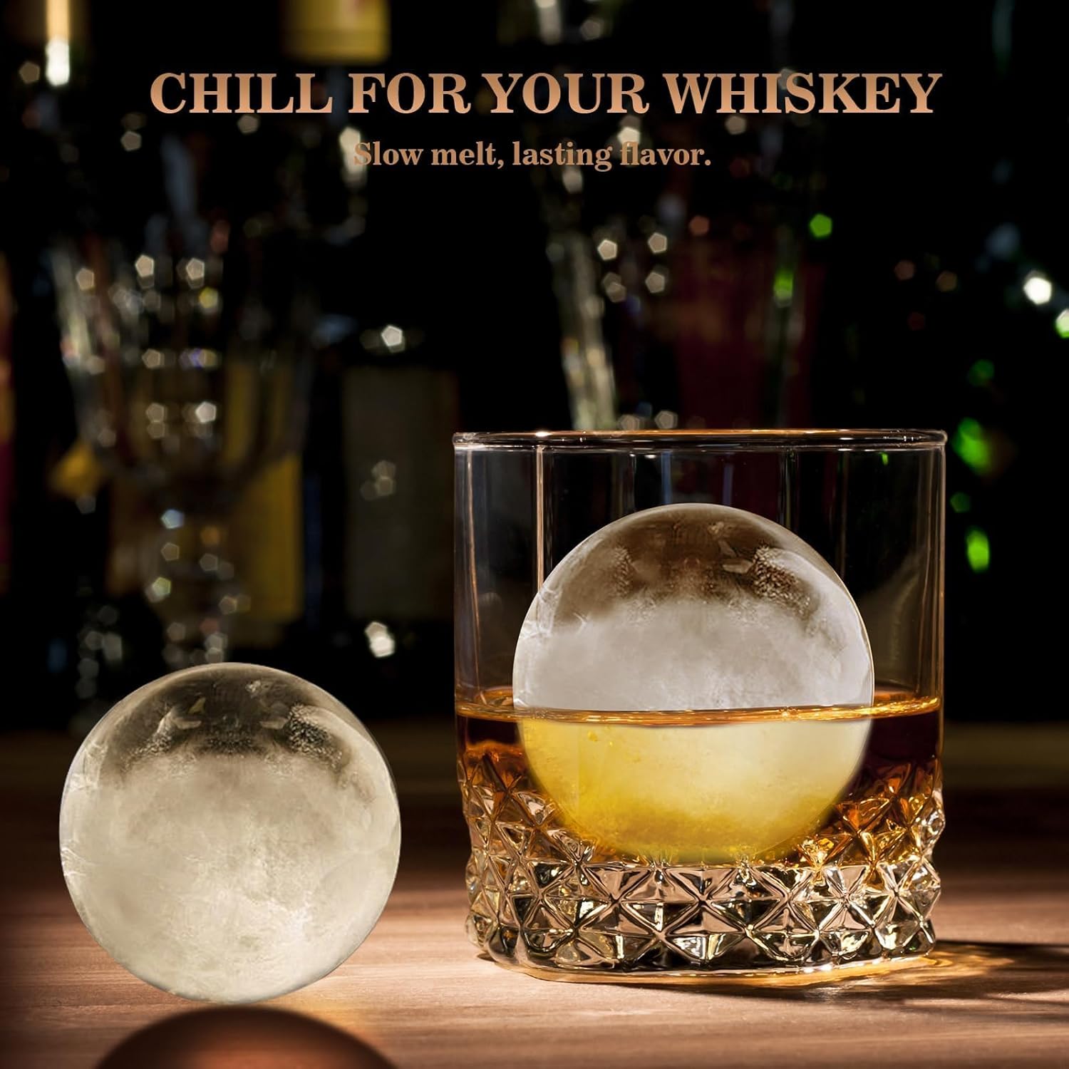 Whiskey Ice Cubes Mold 2 Pack - Round Cube & Ball Maker Set with Storage Bin, Trays Lid, Tongs for Bourbon Cocktails, Gifts Lover - Image 7