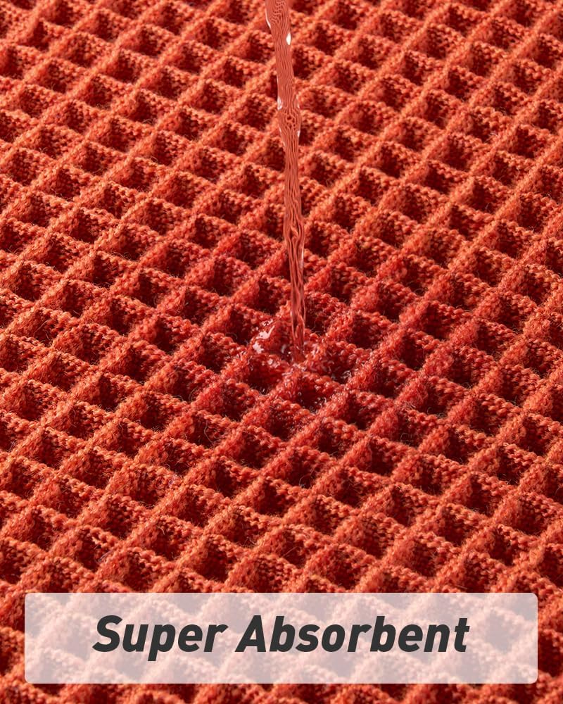 Upgraded Waffle Bath Mat, Super Absorbent Non Slip Mats for Bathroom Floor, Machine Washable Rugs with Tassels, Rubber Backed Mats, Ultra Soft, 18