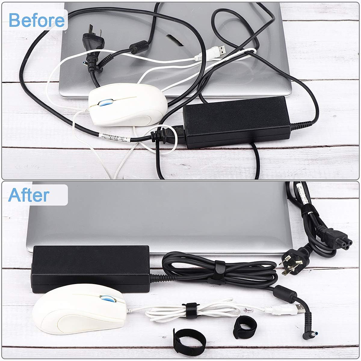 60 PCS 6 Inches Reusable Cable Ties, Adjustable Cord Straps Wire Organizer Wrap and Hook Loop Management - 6inches-60PCS - Image 3