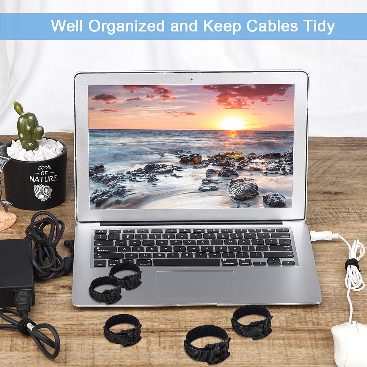 60 PCS 6 Inches Reusable Cable Ties, Adjustable Cord Straps Wire Organizer Wrap and Hook Loop Management - 6inches-60PCS - Image 4