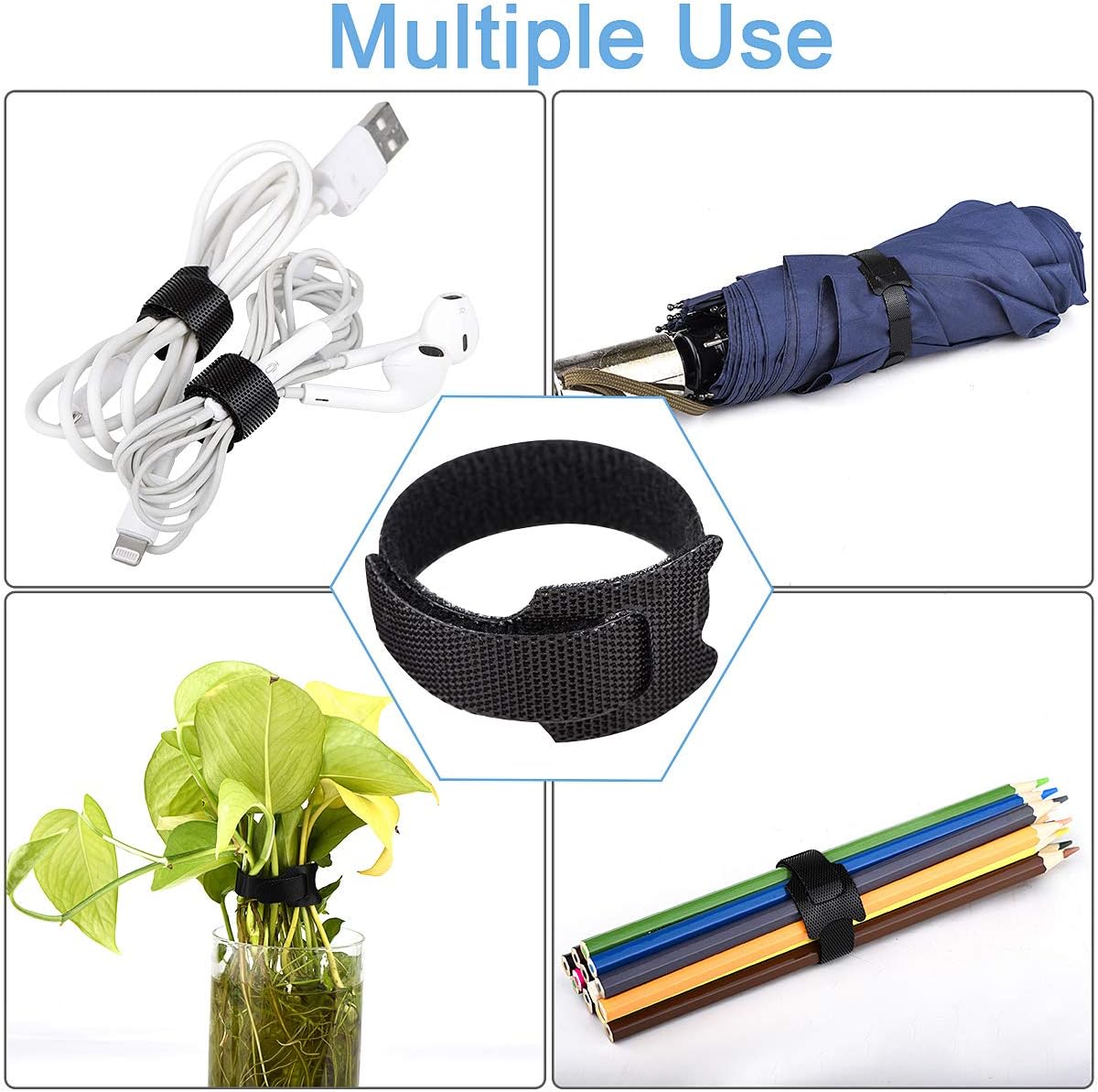 60 PCS 6 Inches Reusable Cable Ties, Adjustable Cord Straps Wire Organizer Wrap and Hook Loop Management - 6inches-60PCS - Image 5