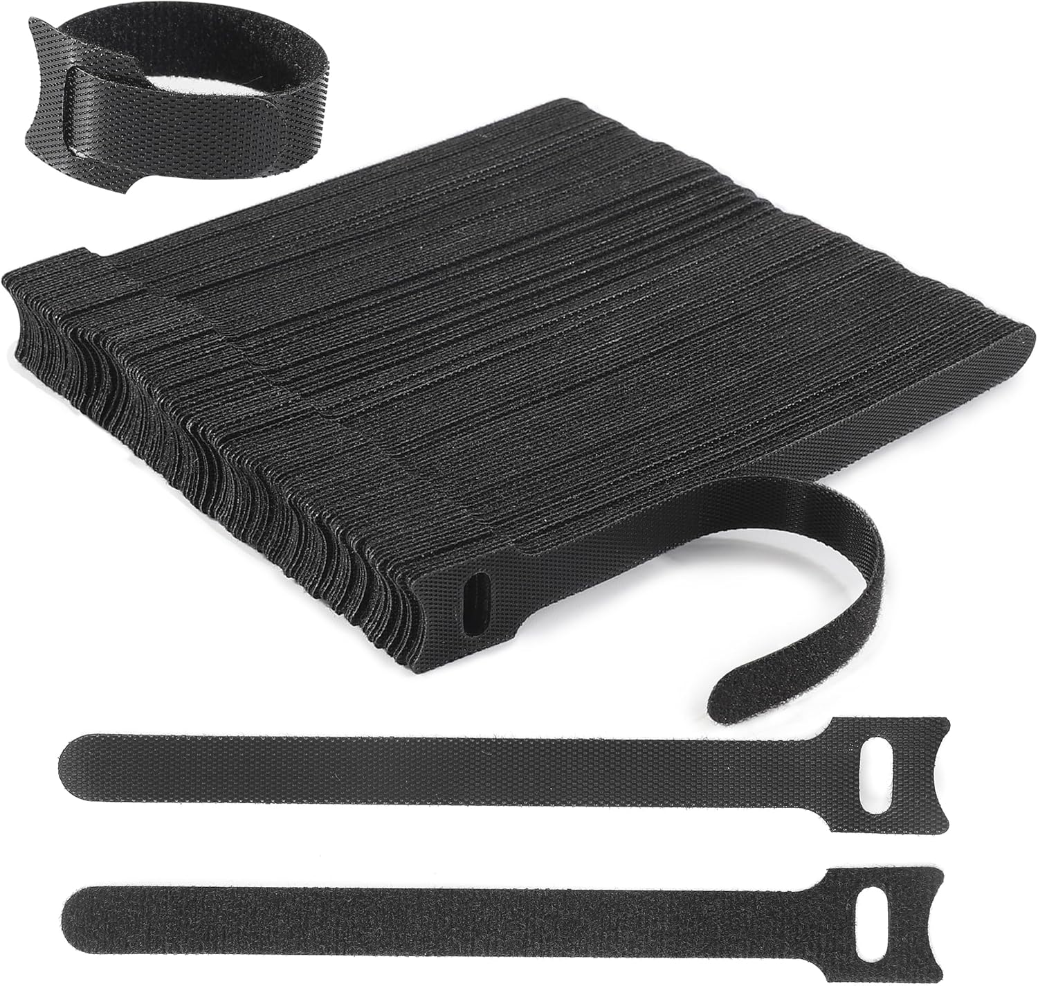 Reusable Cable Ties, 126 PCS 6 Inches Adjustable Cord Straps Wire Organizer Wrap and Hook Loop Management - - Image 1