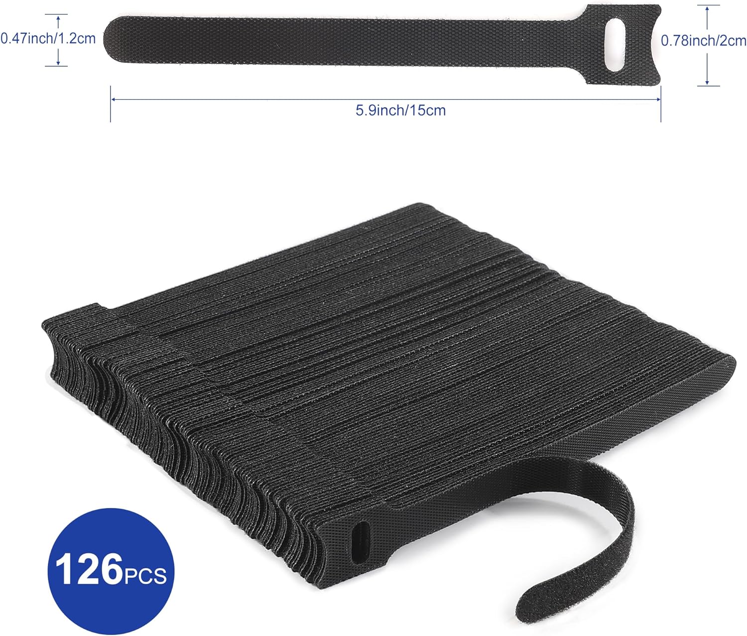 Reusable Cable Ties, 126 PCS 6 Inches Adjustable Cord Straps Wire Organizer Wrap and Hook Loop Management - - Image 2