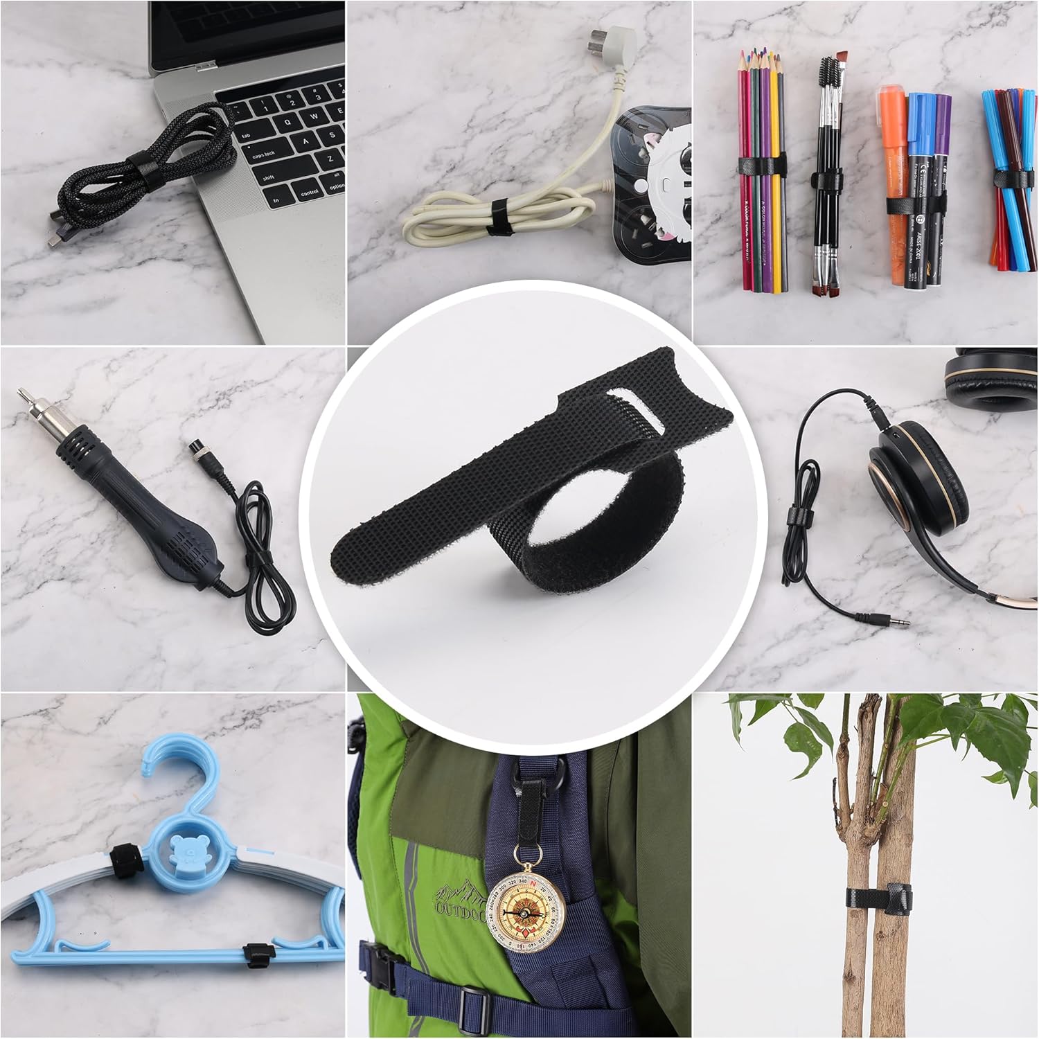 Reusable Cable Ties, 126 PCS 6 Inches Adjustable Cord Straps Wire Organizer Wrap and Hook Loop Management - - Image 3
