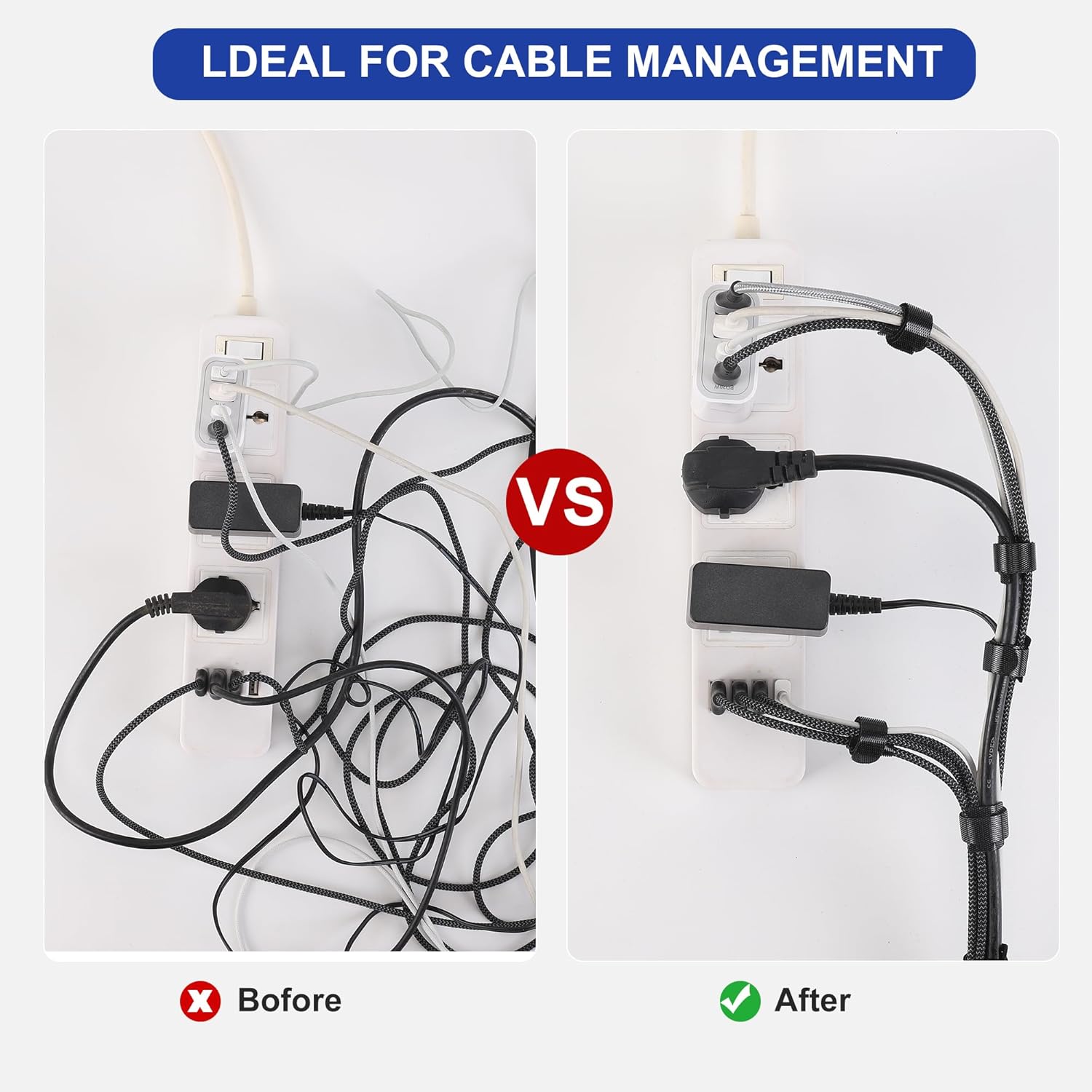 Reusable Cable Ties, 126 PCS 6 Inches Adjustable Cord Straps Wire Organizer Wrap and Hook Loop Management - - Image 5