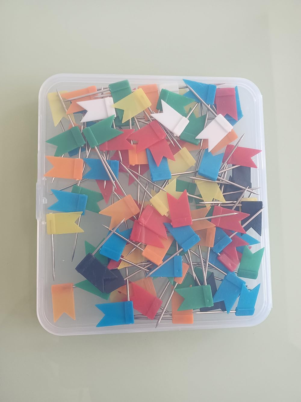 100PCS Map Flag Push Pins,  Colorful Tacks with Steel Points - 7 Colors - Image 2