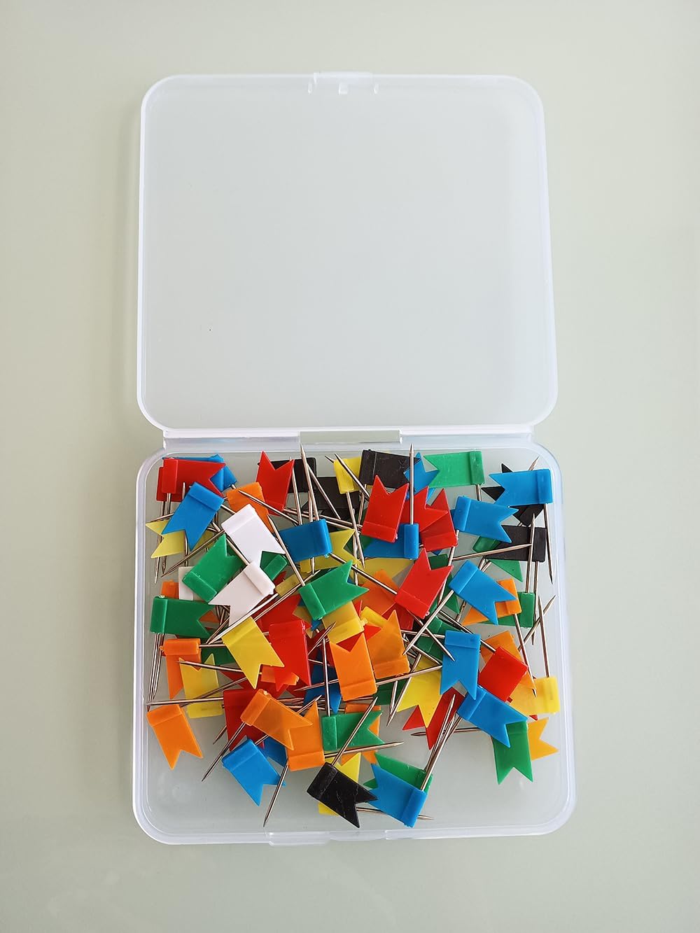 100PCS Map Flag Push Pins,  Colorful Tacks with Steel Points - 7 Colors - Image 4