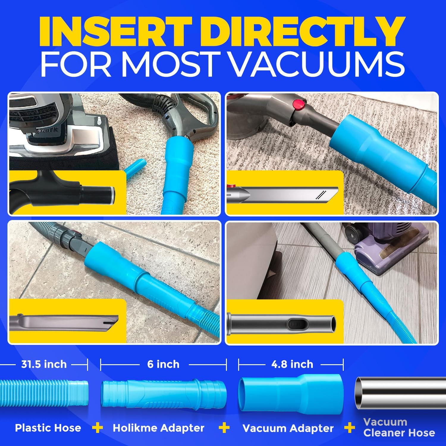 Dryer Vent Cleaner Kit Lint Vacuum Attachment Brush, Remover, Hose Replacement Parts,Duct Cleaning,Blue Blue - - Image 3