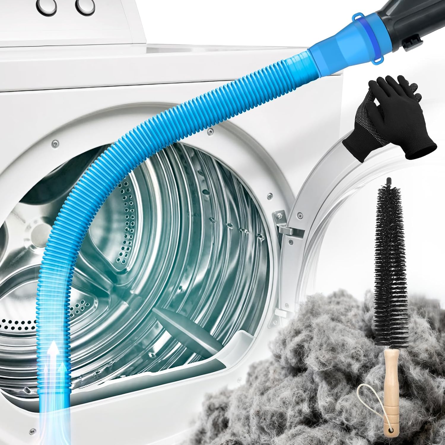 3 Pieces Dryer Vent Cleaner Kit - Lint Screens Brush Part,Dryer Trap Vacuum Brush,Vacuum Hose Attachment,Compatible with Most Cleaner,Quickly Removers 3p-blue - Image 1