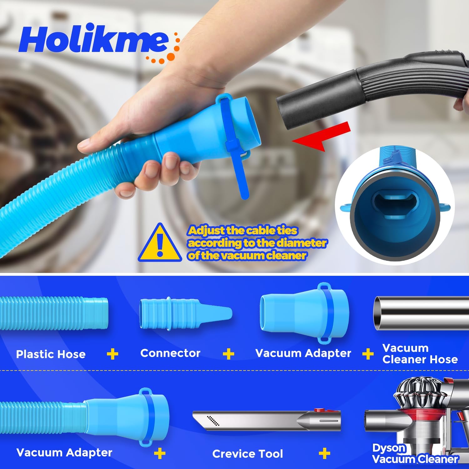 3 Pieces Dryer Vent Cleaner Kit - Lint Screens Brush Part,Dryer Trap Vacuum Brush,Vacuum Hose Attachment,Compatible with Most Cleaner,Quickly Removers 3p-blue - Image 2