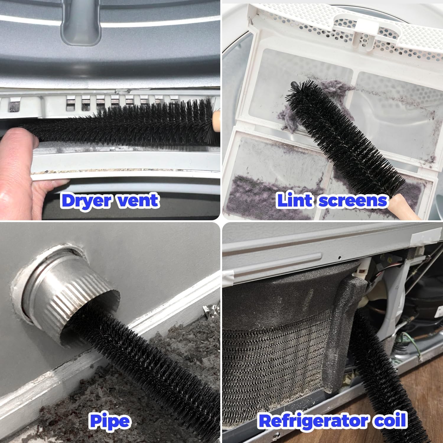 3 Pieces Dryer Vent Cleaner Kit - Lint Screens Brush Part,Dryer Trap Vacuum Brush,Vacuum Hose Attachment,Compatible with Most Cleaner,Quickly Removers 3p-blue - Image 5