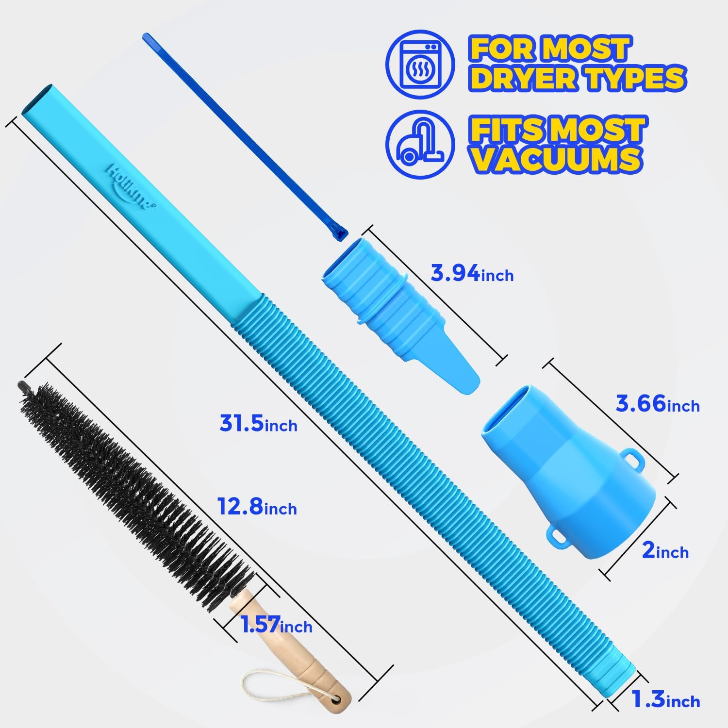3 Pieces Dryer Vent Cleaner Kit - Lint Screens Brush Part,Dryer Trap Vacuum Brush,Vacuum Hose Attachment,Compatible with Most Cleaner,Quickly Removers 3p-blue - Image 6