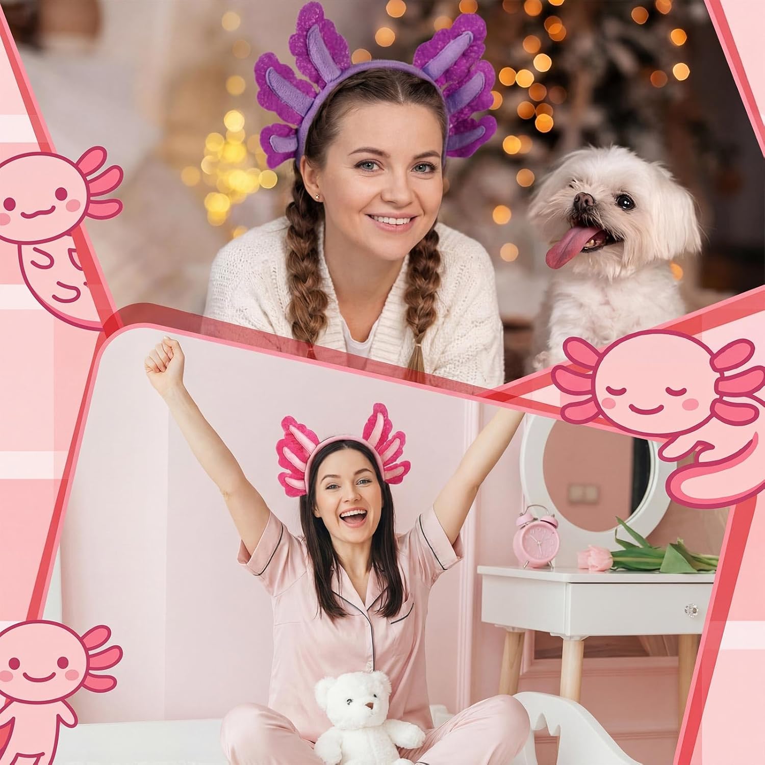 12 Pcs Halloween Axolotl Costume Headband Animal Ear Hair Hoop Headpiece Cosplay Party Favor for Women Adult Christmas Birthday Decor Accessory - - Image 2