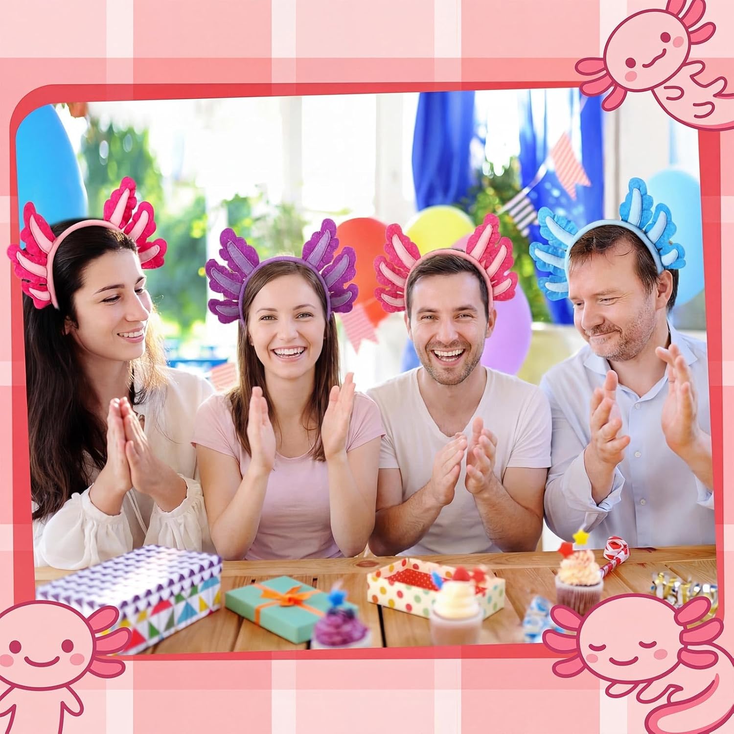 12 Pcs Halloween Axolotl Costume Headband Animal Ear Hair Hoop Headpiece Cosplay Party Favor for Women Adult Christmas Birthday Decor Accessory - - Image 4