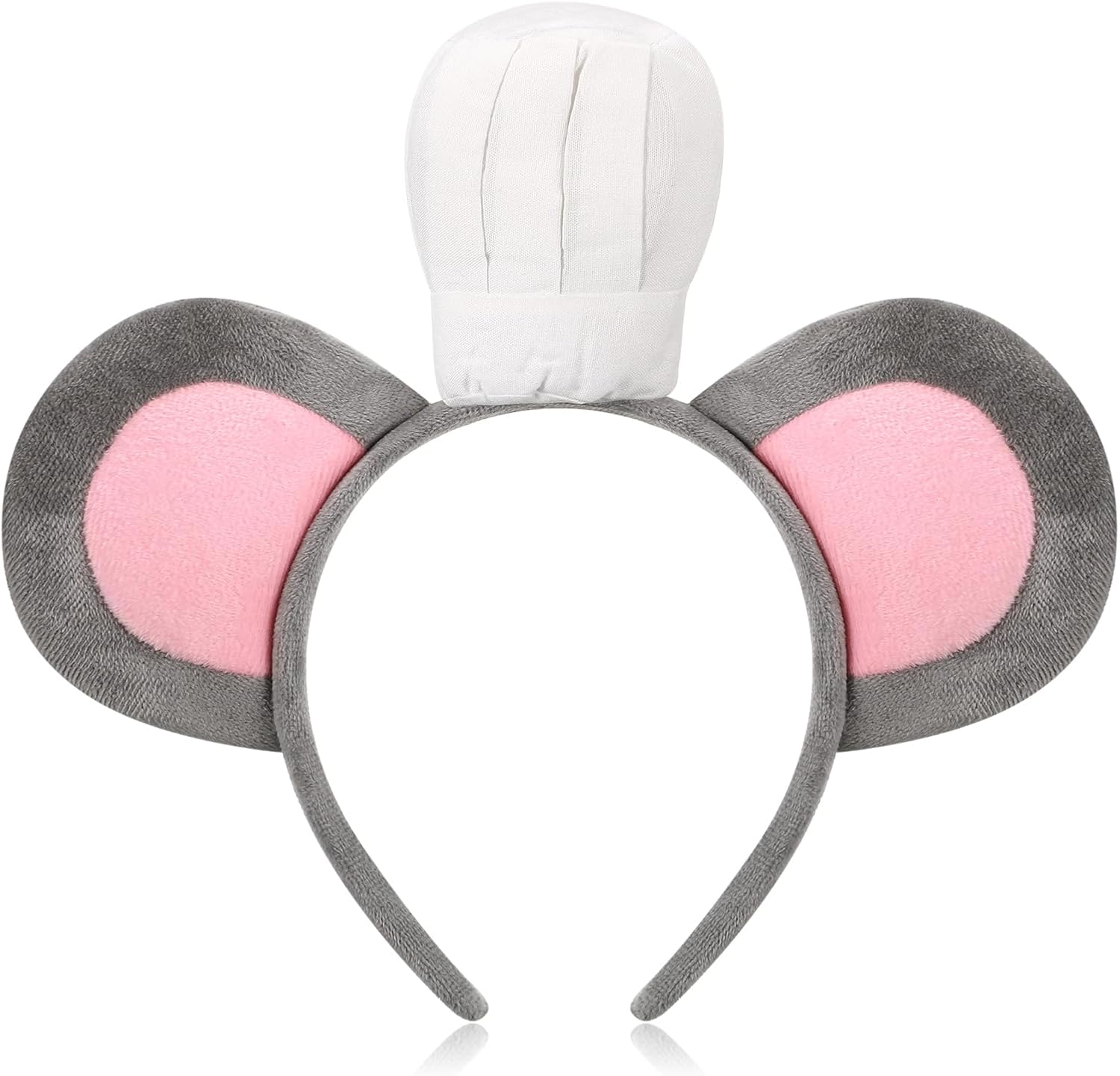 Mouse Headband with Chef Hat Cartoon Costume for Cosplay 100th Day of School Party Decoration Gray - - Image 1