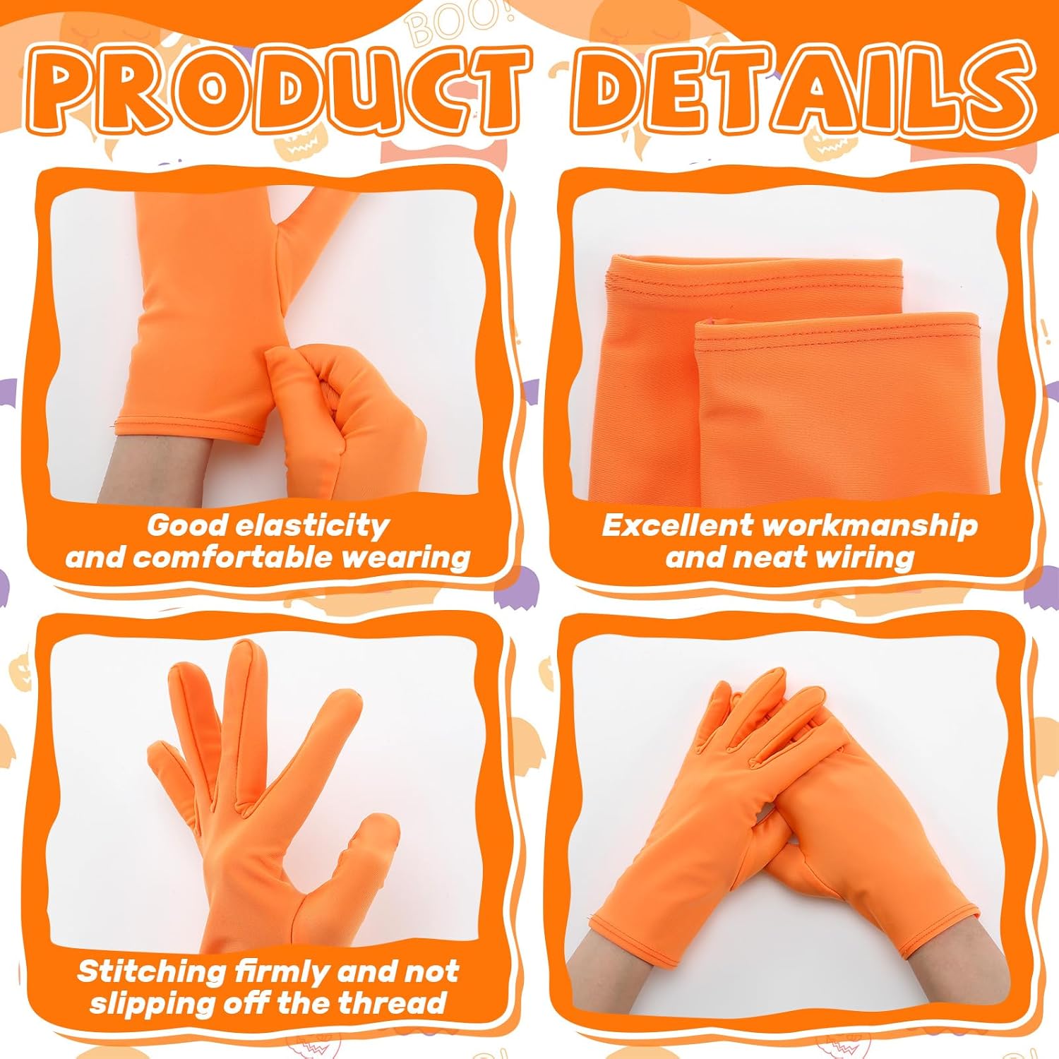 Halloween Dress up Set Included Orange Wig and Wrist Spandex Gloves Headband Ponytails Head Bopper Cosplay Costume for Women Men Adult Party Supplies Headwear Accessory - - Image 4