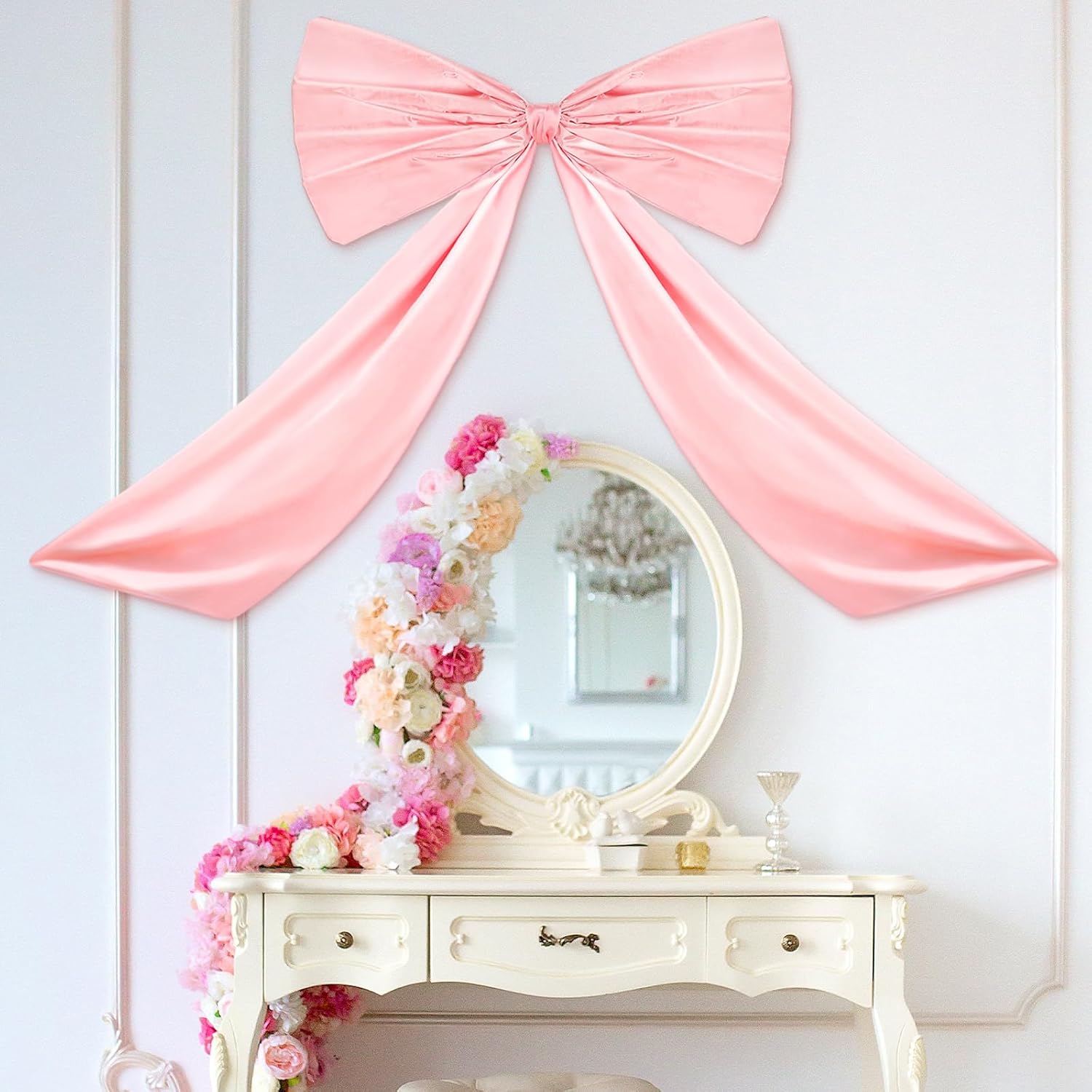 Large Pink Bow Decor Coquette Wall for Backdrop 24 x 36'' Big Giant Satin Ribbon Tie Birthday Wedding Bridal Baby Shower Party Ballerina Room Hanging Decoration(Lining Support) 36 Inches - Image 4