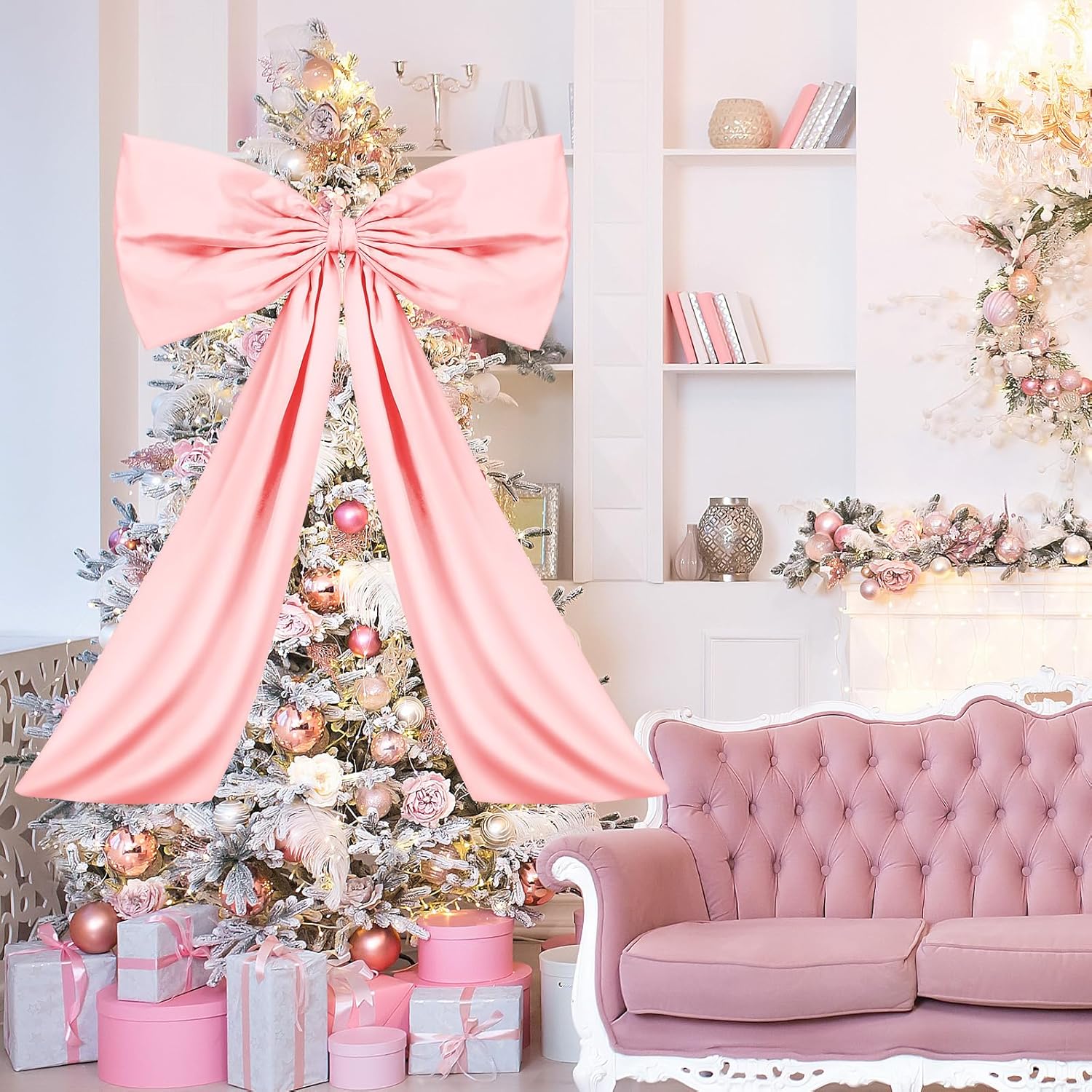 Large Pink Bow Decor Coquette Wall for Backdrop 24 x 36'' Big Giant Satin Ribbon Tie Birthday Wedding Bridal Baby Shower Party Ballerina Room Hanging Decoration(Lining Support) 36 Inches - Image 7