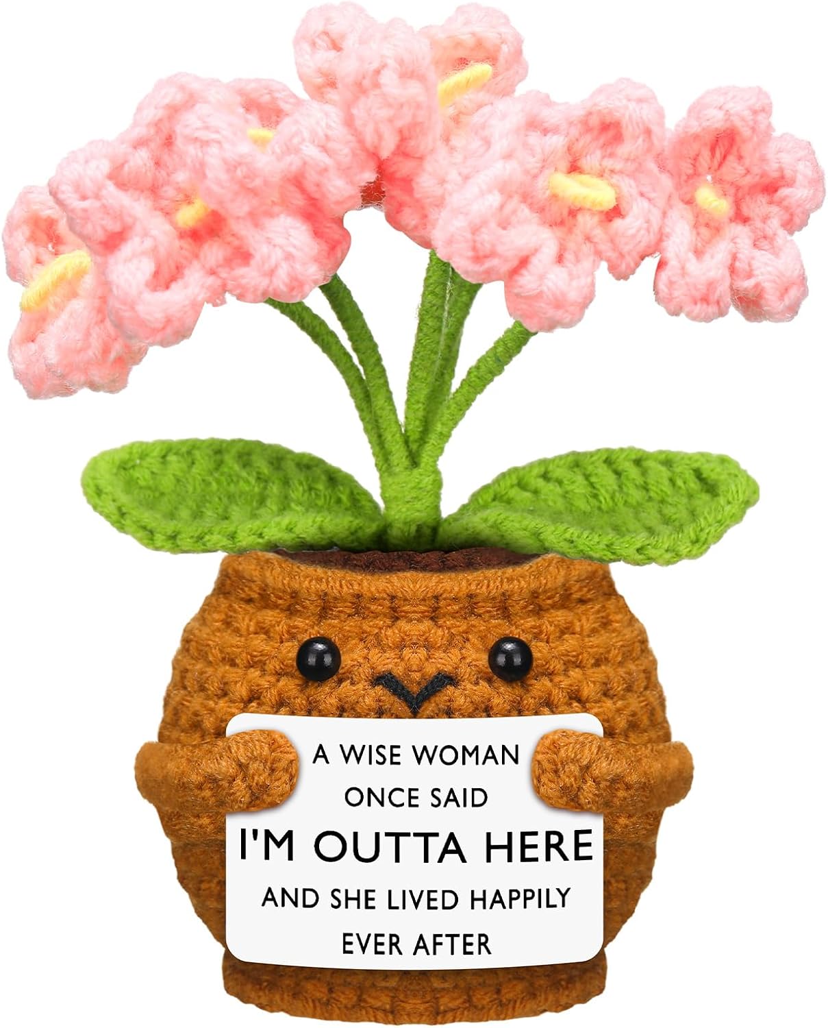 Coworker Leaving Gifts for Women Men, Positive Flower Doll Crochet with Card Funny Farewell Going Away Goodbye Coworkers Employee Teacher Friends Retirement(Cute Style) - - Image 1