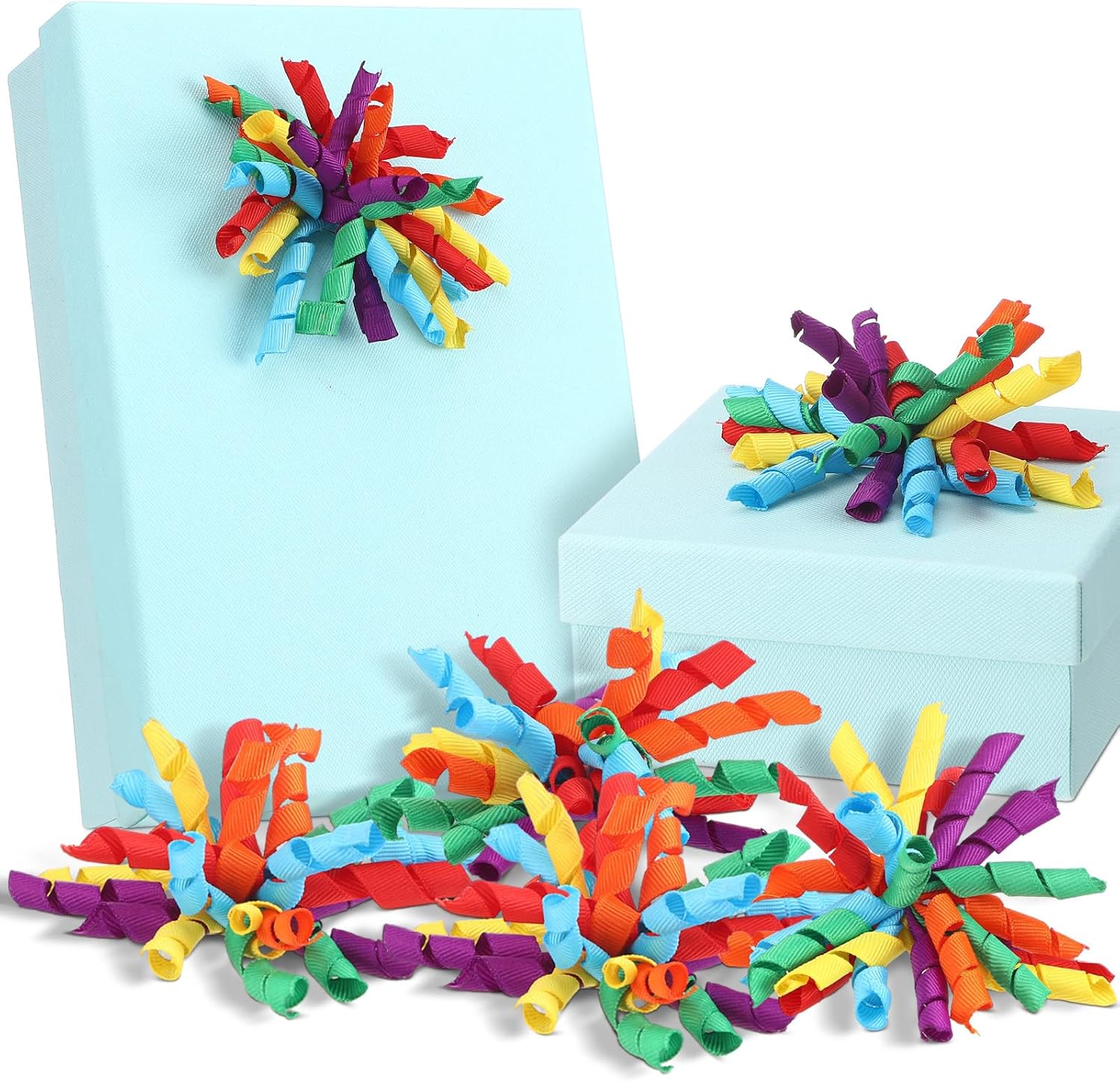 12 Pcs Rainbow Curly Bows Colorful for Gift Wrapping Self-Adhesive Bow Presents Wine Bottle Ribbon Birthday Wedding Bridal Shower Holiday Party Favors 4.5-5 x in(LxW) - Image 1