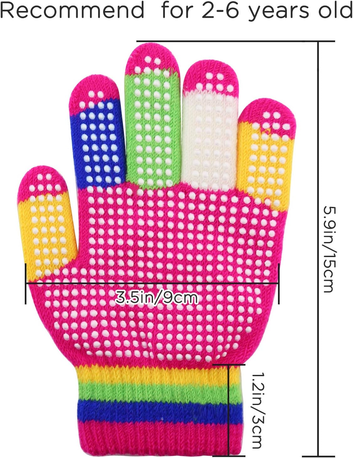 6 Pairs Kids Anti-Skid Magic Gloves, Multicolor Winter Warm Full Finger Mittens Stretchy Knitted Gloves for Boys and Girls - - Image 2