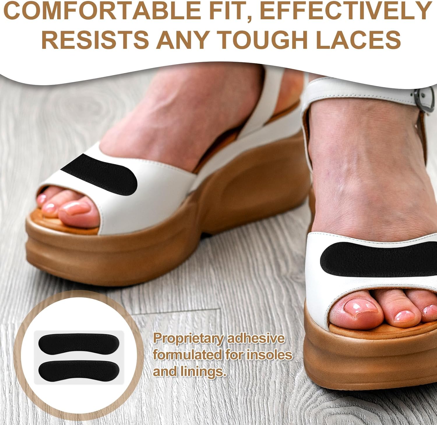 6 Pcs Sandal Strap Cushion Strips, Cushioning Insert Pads Self-Adhesive Soft Heel Grips Liner for Loose Shoes Prevent Friction Slipping (Black) Black - - Image 4