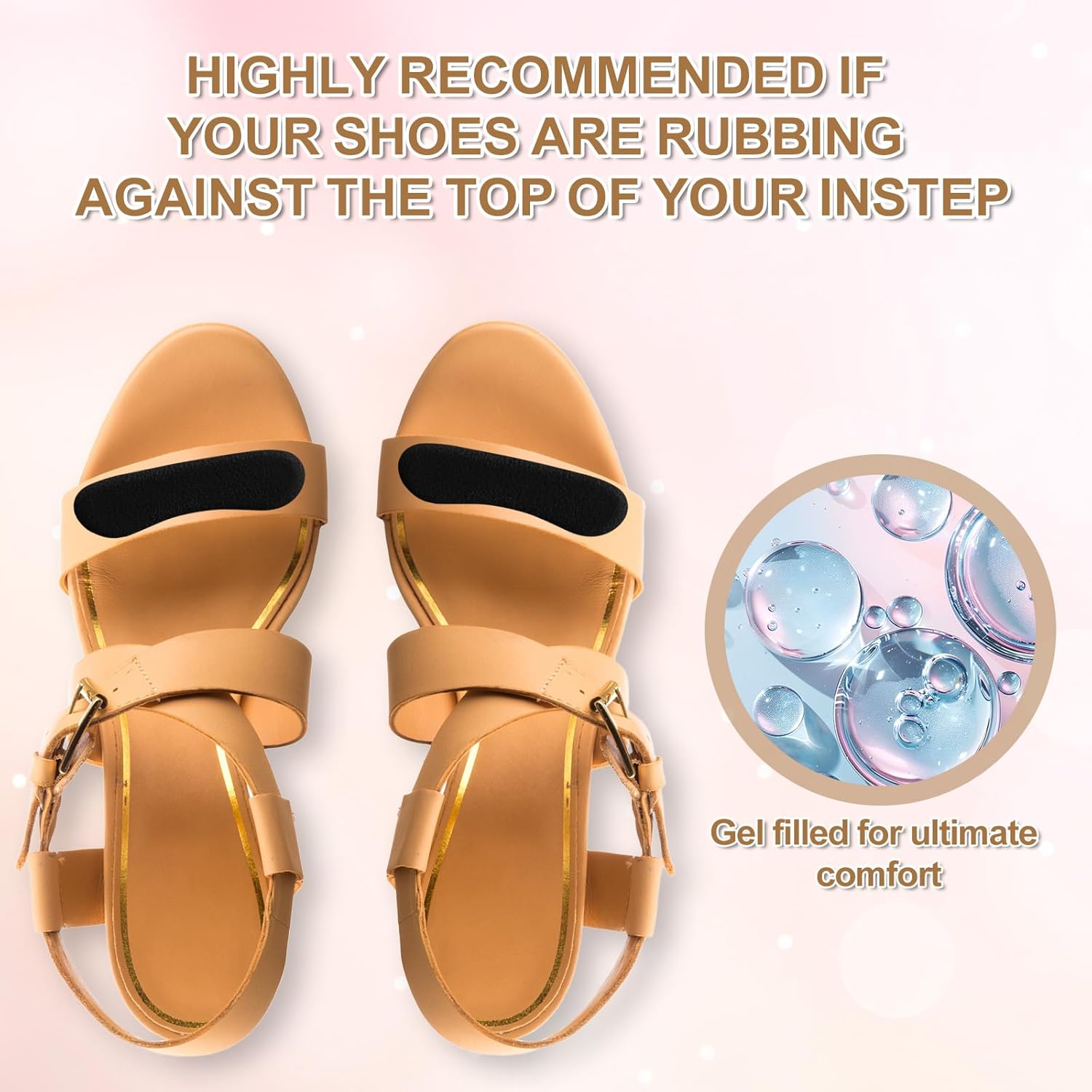 6 Pcs Sandal Strap Cushion Strips, Cushioning Insert Pads Self-Adhesive Soft Heel Grips Liner for Loose Shoes Prevent Friction Slipping (Black) Black - - Image 5