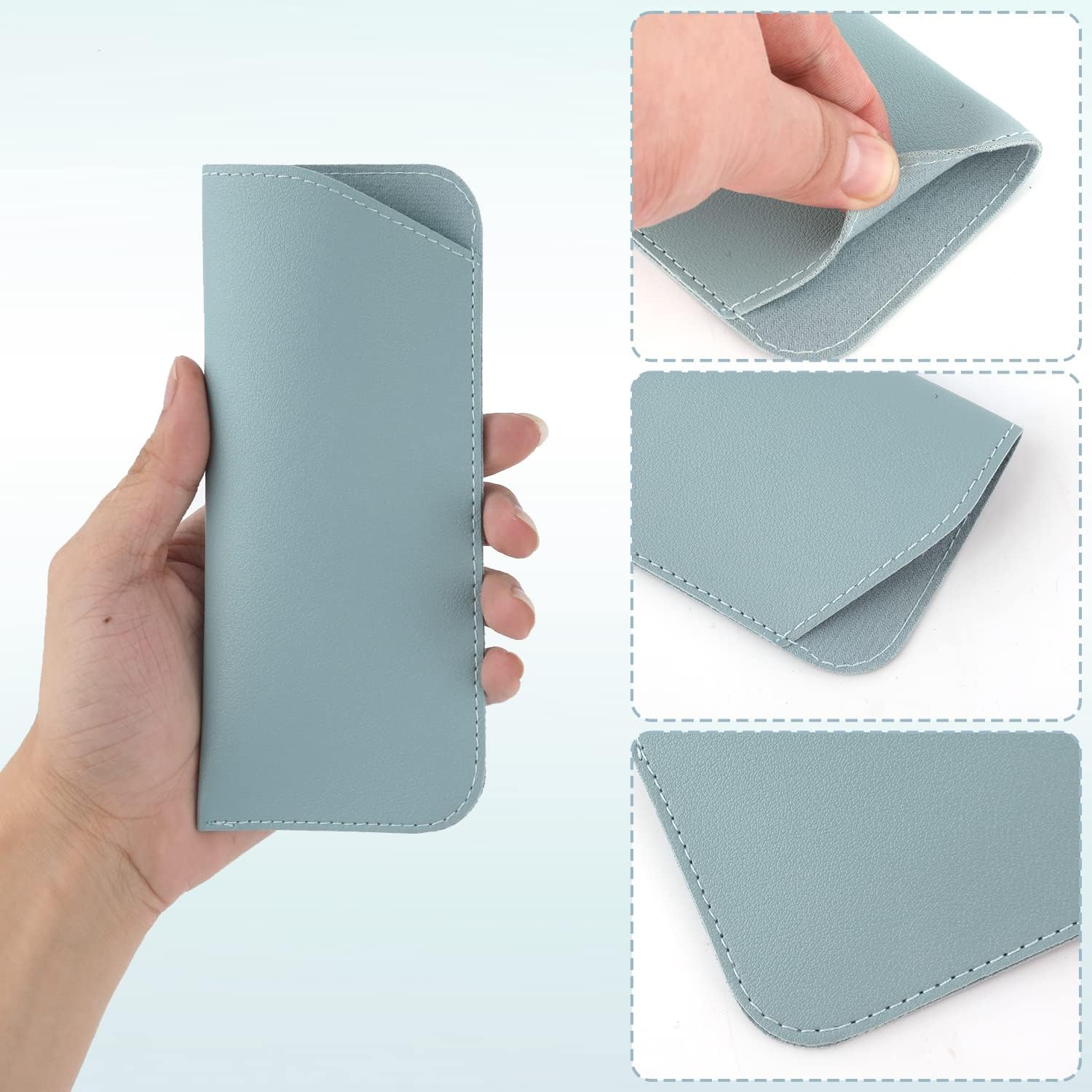 Soft Leather Glasses Cases, 4 Pcs Slim Reading Eyeglasses Case Portable PU Sunglasses Pouch Safety for Women Men 2.8 x 6.8 Inch, Colors - - Image 4