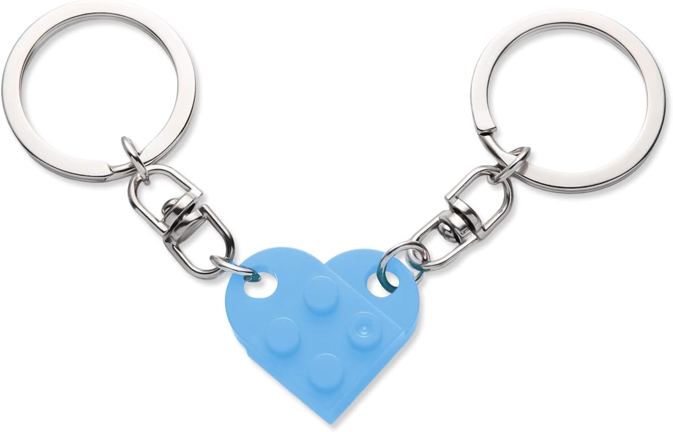 Heart Keychain Set, 2pcs Matching Couple Keychains Small Decorations for Party, Valentine's Gift Girlfriend or Boyfriend (Light Blue) - - Image 1